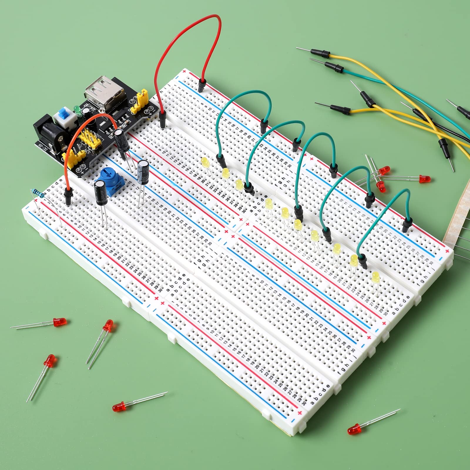 6-Piece 400-Pin Solderless Breadboard Set for Raspberry Pi & Arduino Projects - Prototype Circuit Board Kit for DIY Electronics, Robotics, and STEM Learning