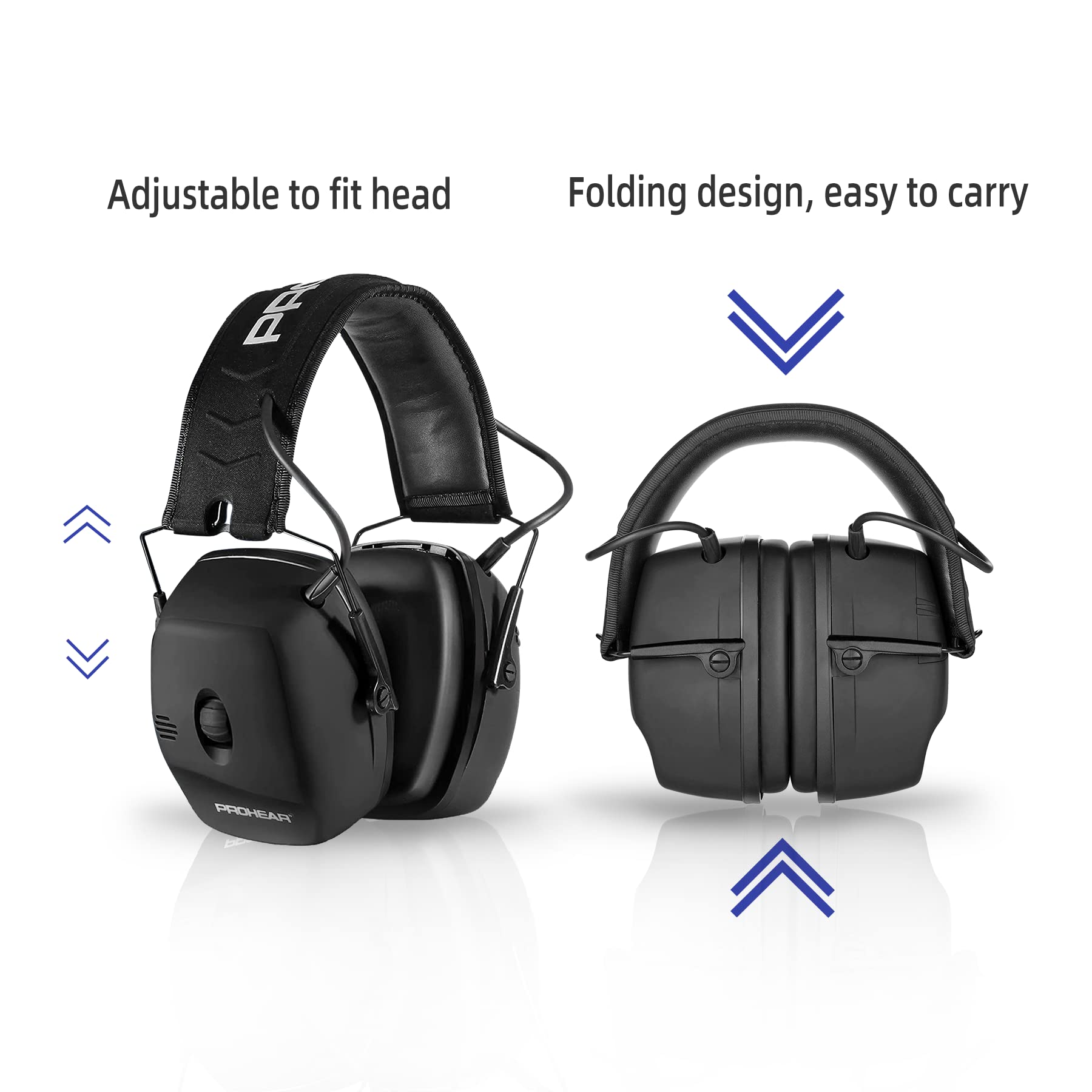 PROHEAR Electronic Shooting Ear Protection Muffs - NRR 30dB Noise Reduction for Gun Range & Hunting - Sound Amplification Earmuffs for Shooting Sports, Hunting Gear, and Outdoor Activities