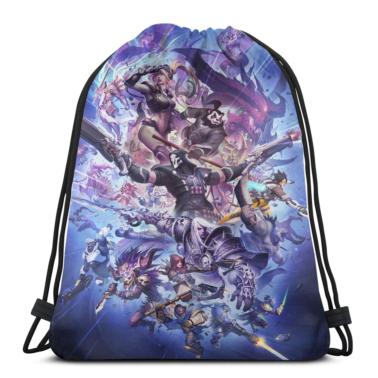 Anime Drawstring Backpack - Waterproof Gym Bag for Women & Girls, Yoga Dance Beach Travel - Purple Knapsack