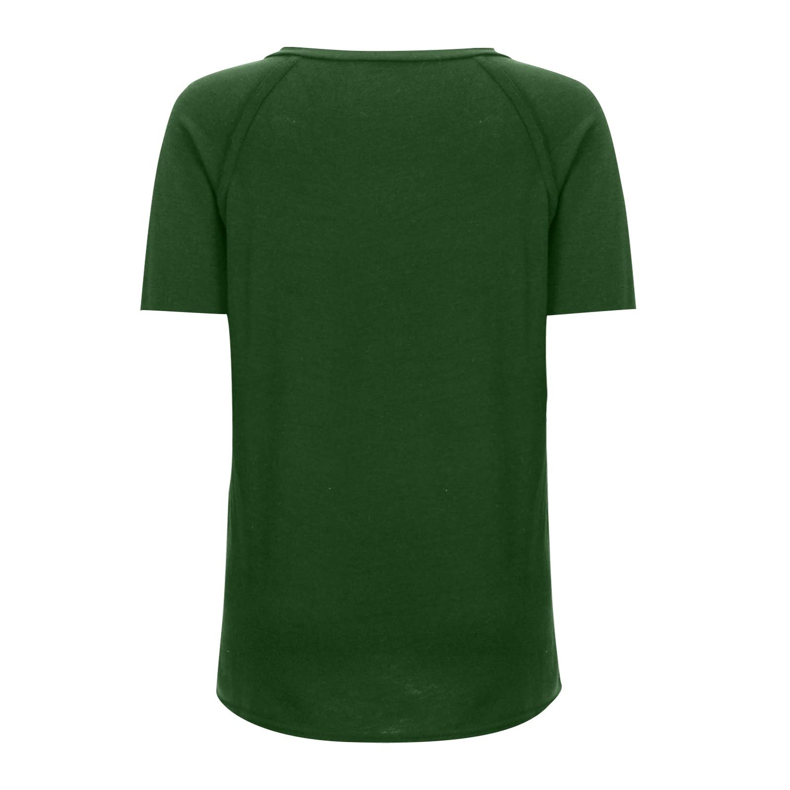 Women's V-Neck Cotton T-Shirt Pack - Casual Short-Sleeve Printed Pullover Tops for Everyday Wear (M, C-Green) | Perfect for Work, Gym & Weekend Outfits