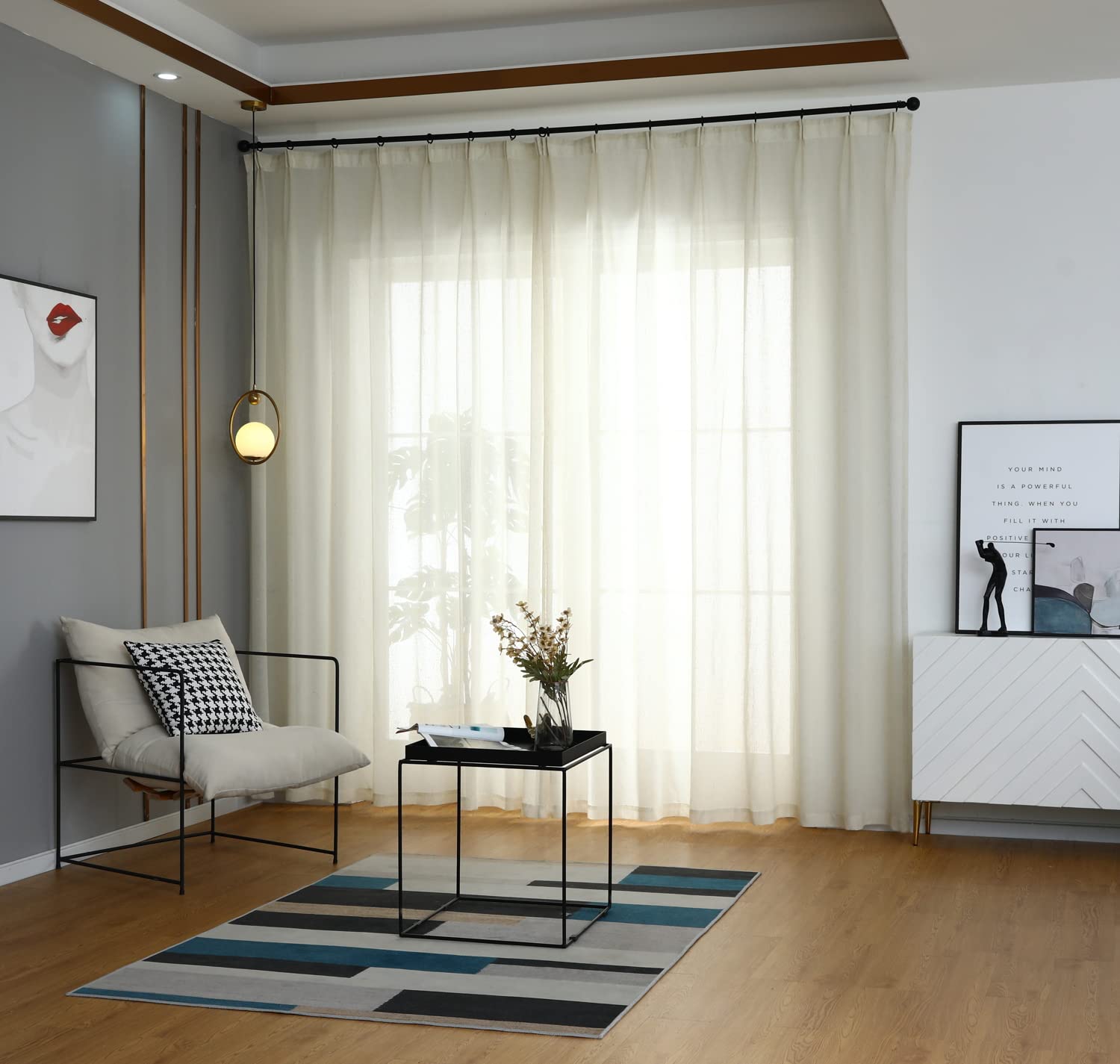 LoyoLady Natural Linen Sheer Curtains - 2 Panels 84