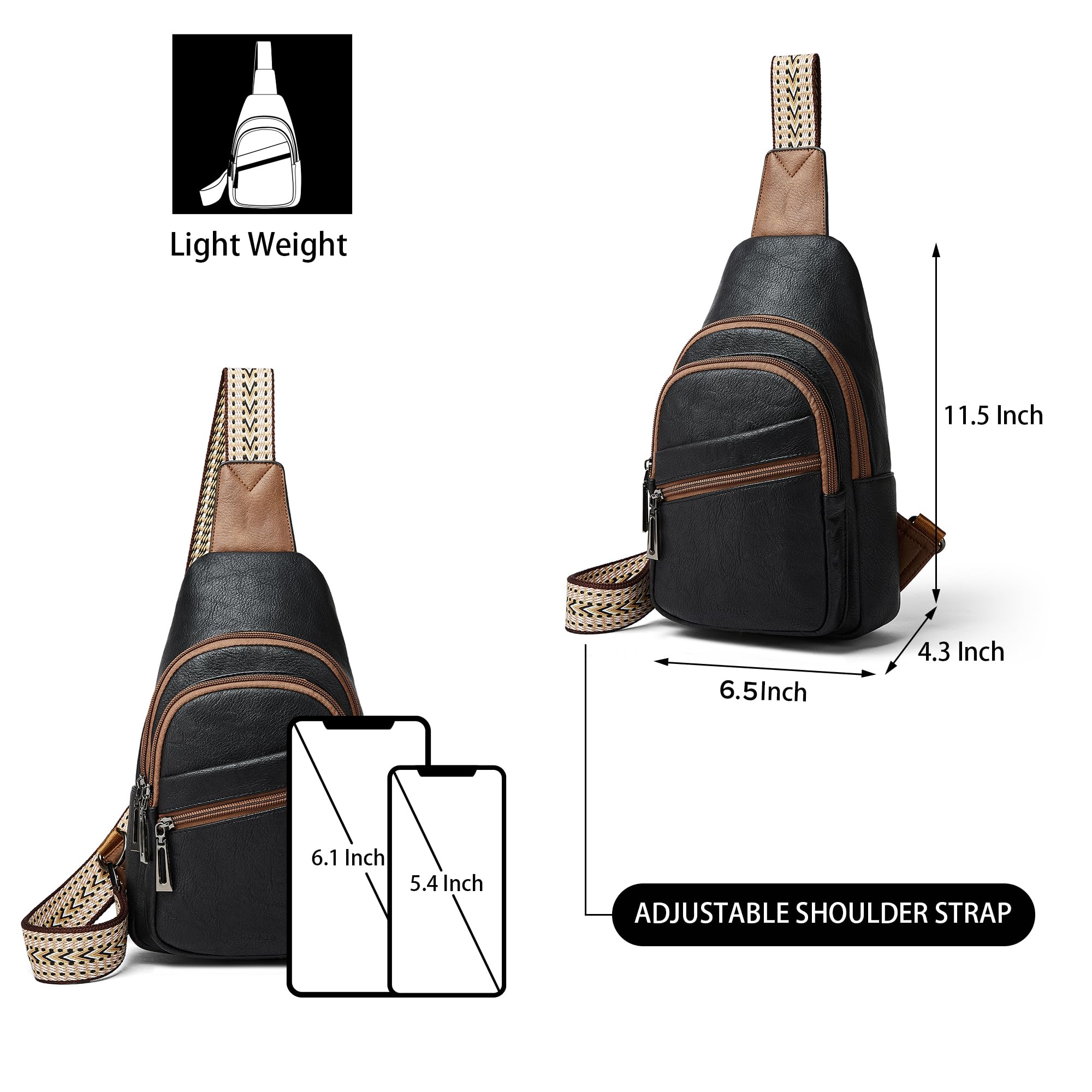 Women's Crossbody Sling Bag - Adjustable Fanny Pack Chest Bag for Travel, Shopping & Outdoor Activities | Lightweight & Hands-Free Purse
