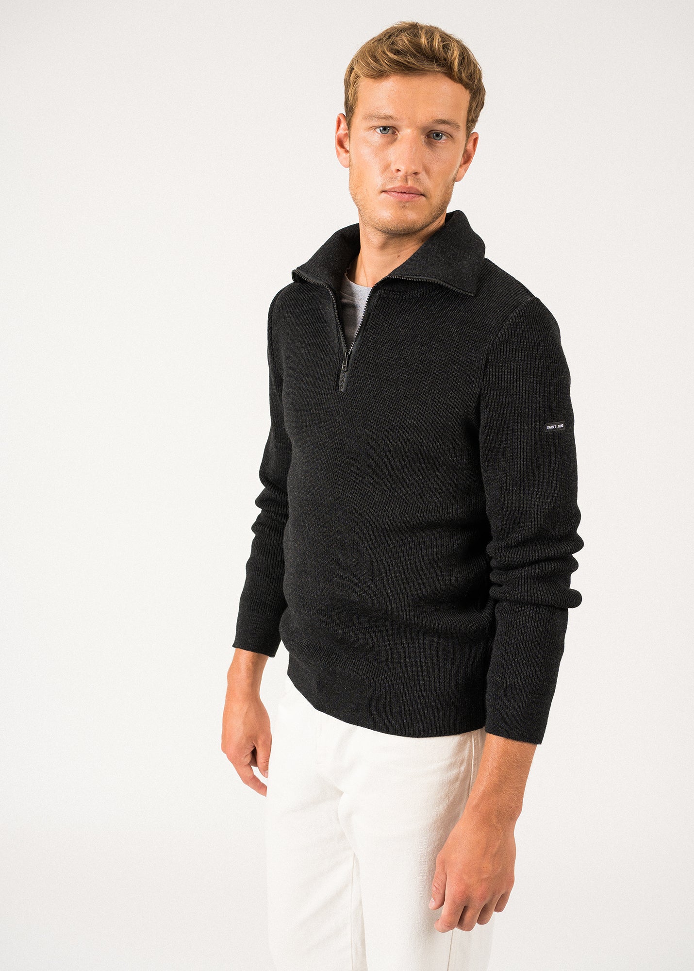 COTENTIN Quarter Zip Trucker Sweater for Men - Dark Gray Pullover with Stylish Collar | Perfect for Casual Outings, Outdoor Activities & Layered Winter Fashion