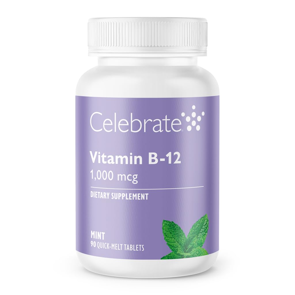 Celebrate Vitamins Vitamin B-12 1000 mcg Quick Dissolve Tablets with Folic Acid - 90 Count Mint Flavor for Energy Support & Metabolism Boost - Perfect for Busy Professionals & Active Lifestyles