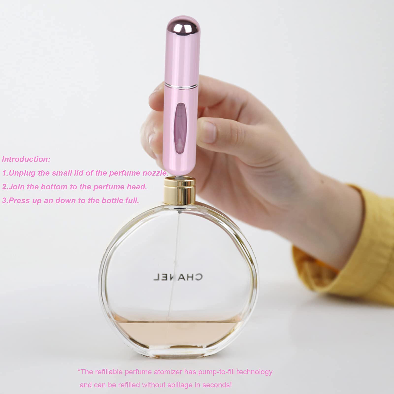 TIGERMILLION 5ml Refillable Perfume Atomizer Bottle - Portable Mini Perfume Spray for Travel, Scent Pump Case, Leak-Proof Essential Oil Dispenser (Pack of 4) - Perfect for Purse, Gym Bag & Airplane Carry-On