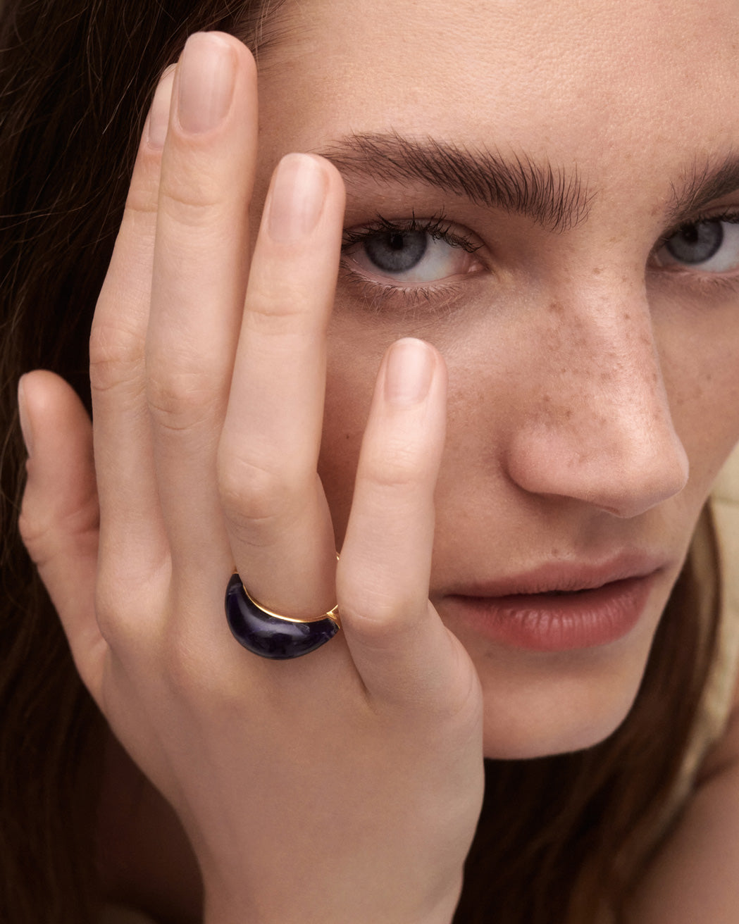 GRID3 Sodalite Cosmos Stamp Ring – Handmade Bohemian Jewelry for Women, Unique Gemstone Statement Ring – Perfect for Boho Fashion, Festivals & Gift Giving