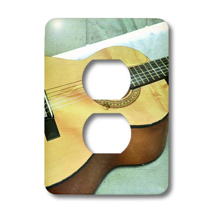 3D Rose Two Plug Outlet Cover with Guitar Strings Design - Decorative Electrical Outlet Cover for Music Lovers - Perfect for Home, Studio, and Office Decor