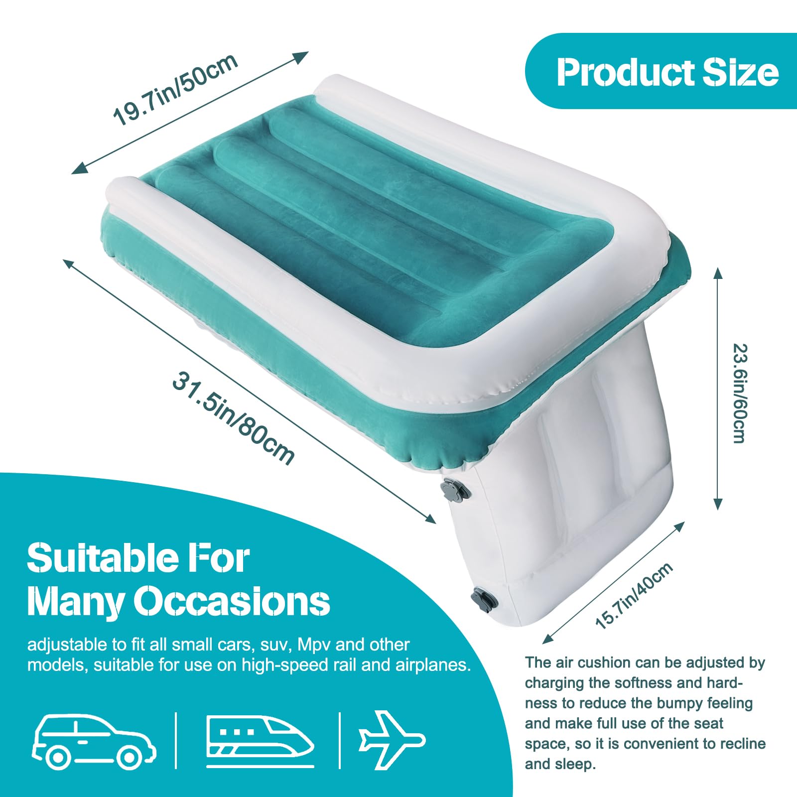 JUANWAN Toddler Airplane Bed - Portable Travel Bed for Kids, Toddler Seat Extender with Safety Belt for Airplane, Train, Car (Blue) | Perfect for Long Flights, Road Trips & Family Vacations