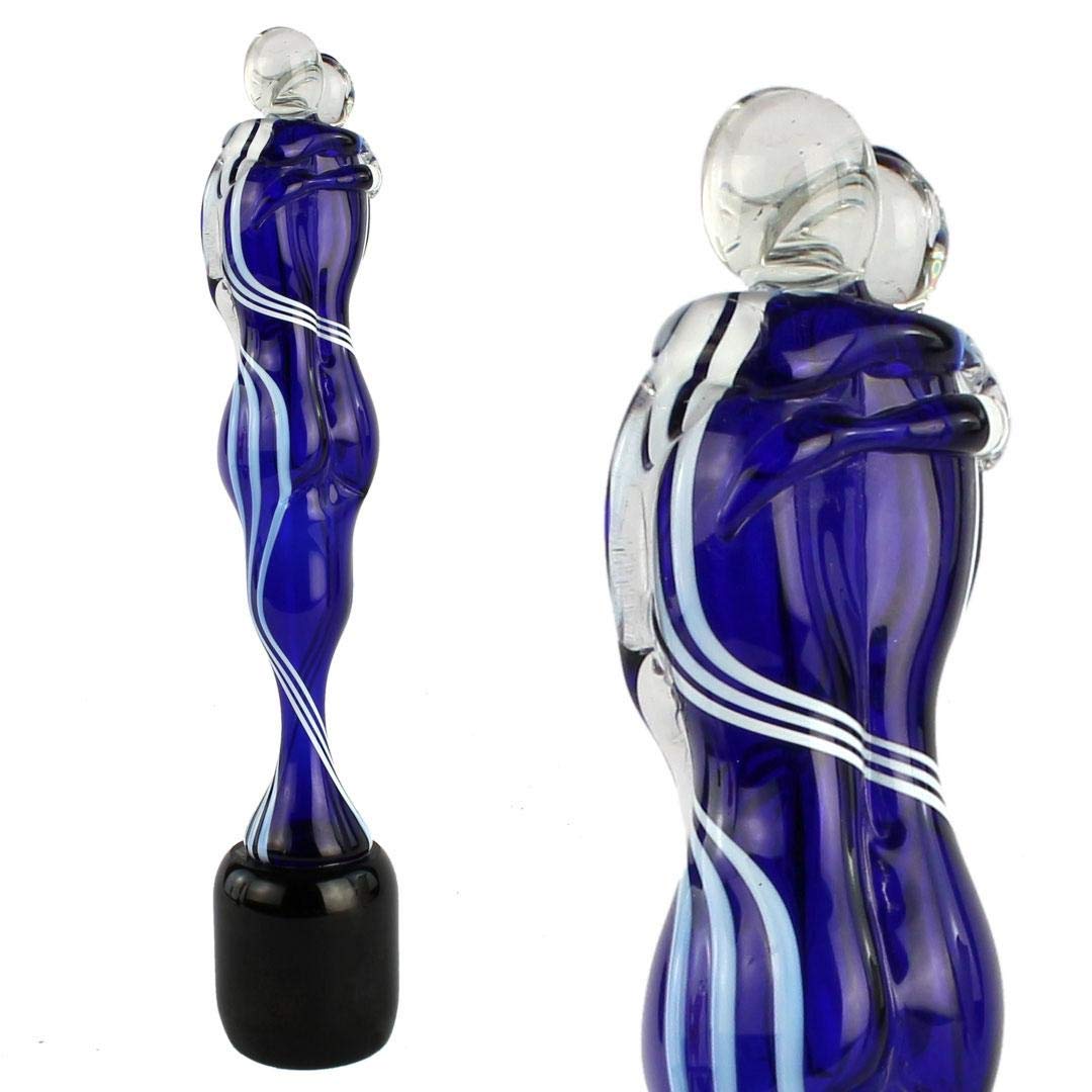 Handmade Murano Glass Lovers Sculpture - Blue Venetian Art Glass Figurine - Perfect for Wedding Gifts, Anniversary Presents & Home Decor