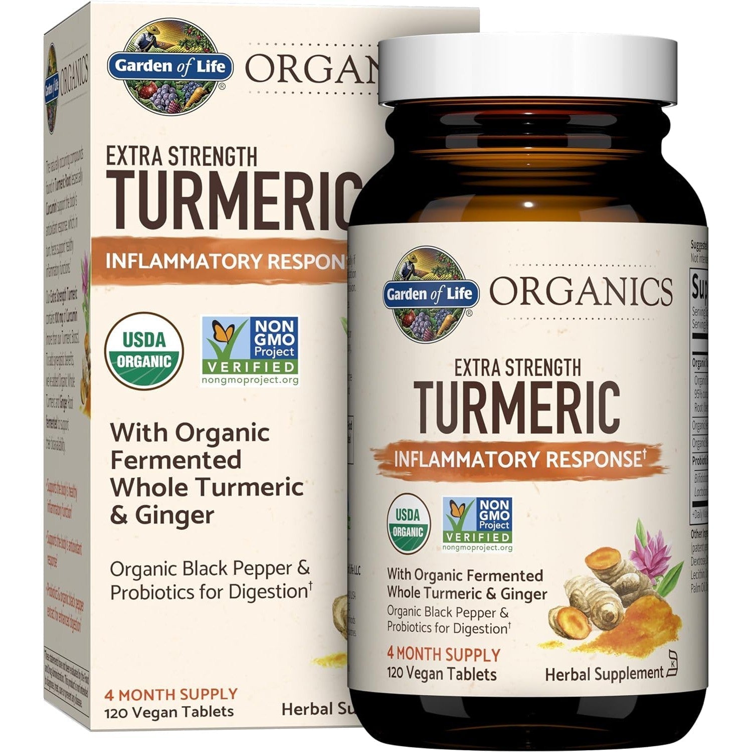 Organic Extra Strength Turmeric Supplement for Joint & Inflammation Support - Garden of Life - Antioxidant & Anti-Inflammatory Benefits for Active Lifestyle & Wellness