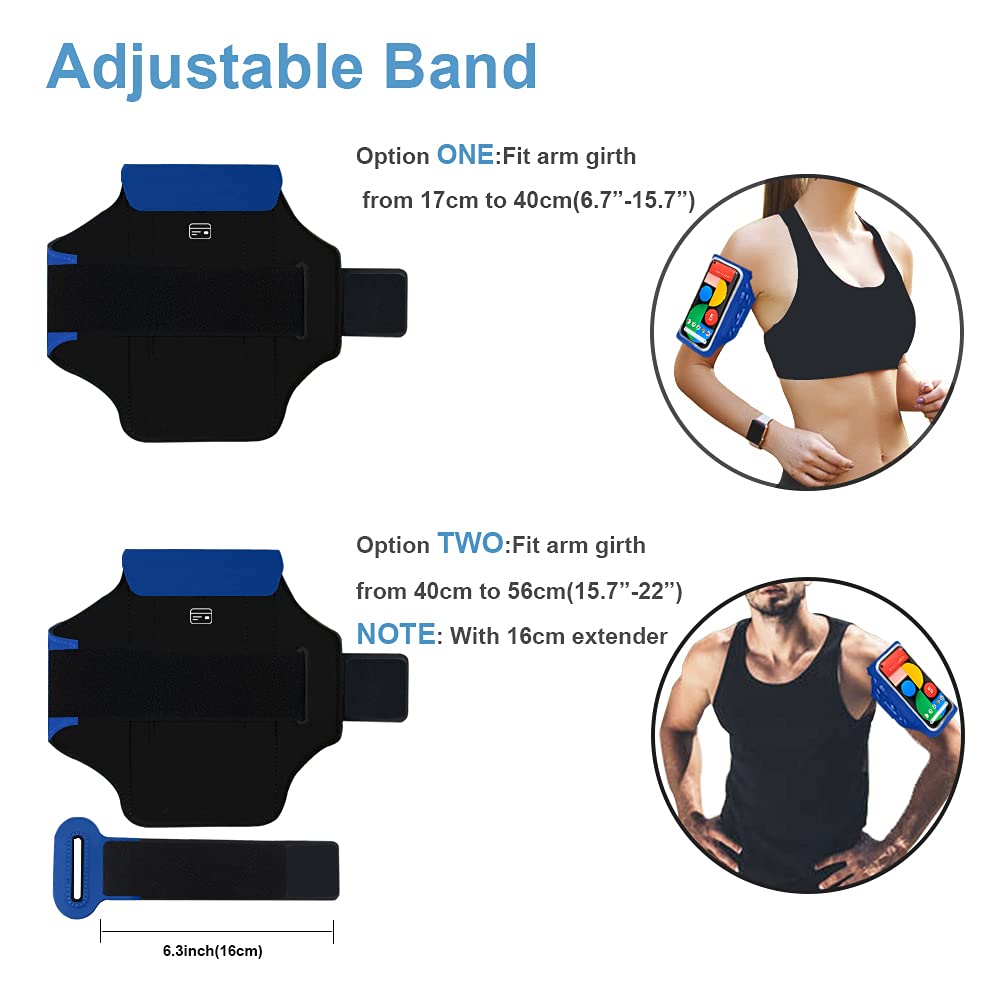 Google Pixel 9/9 Pro/8a/8/7a/7/6a/6/5a/5/4a Running Armband - Adjustable Phone Holder with Key Card Slot & Headphone Port - Perfect for Gym, Jogging & Outdoor Workouts (Dark Blue)