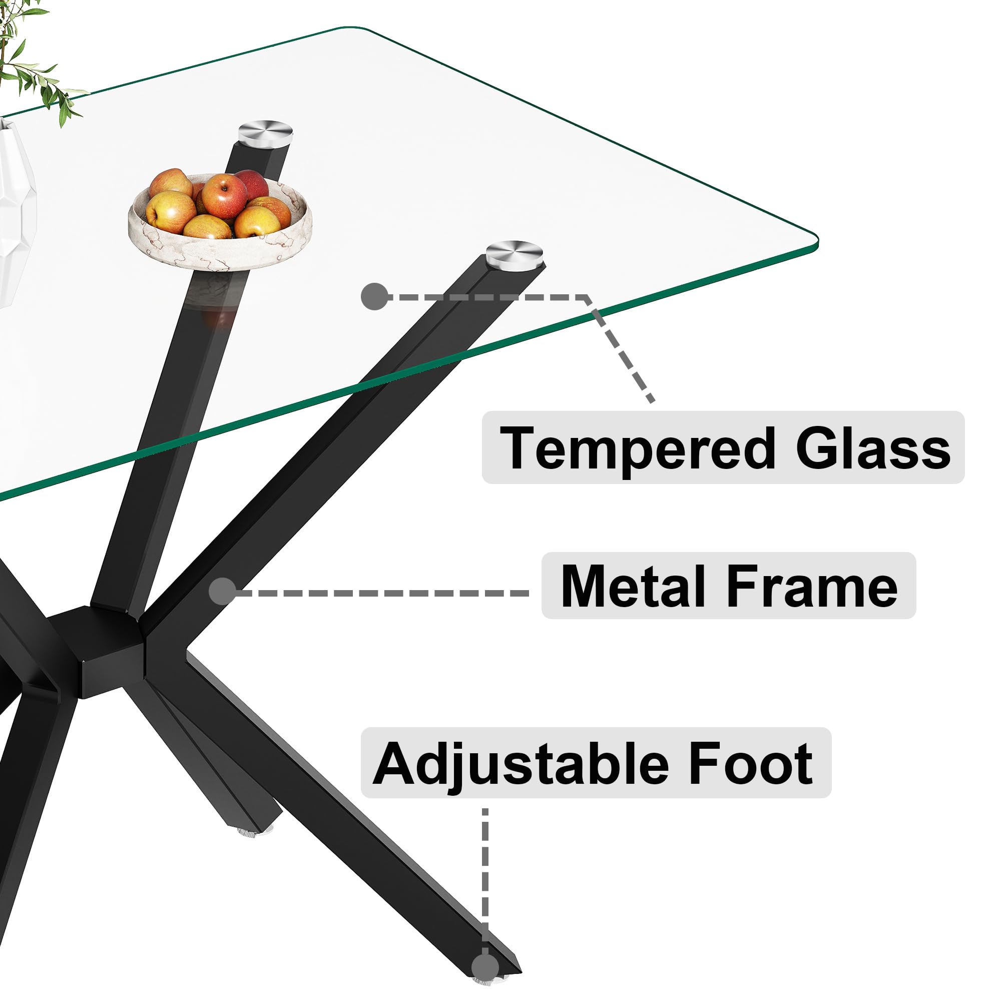 Modern 5-Piece Glass Dining Table Set for 4 - 47