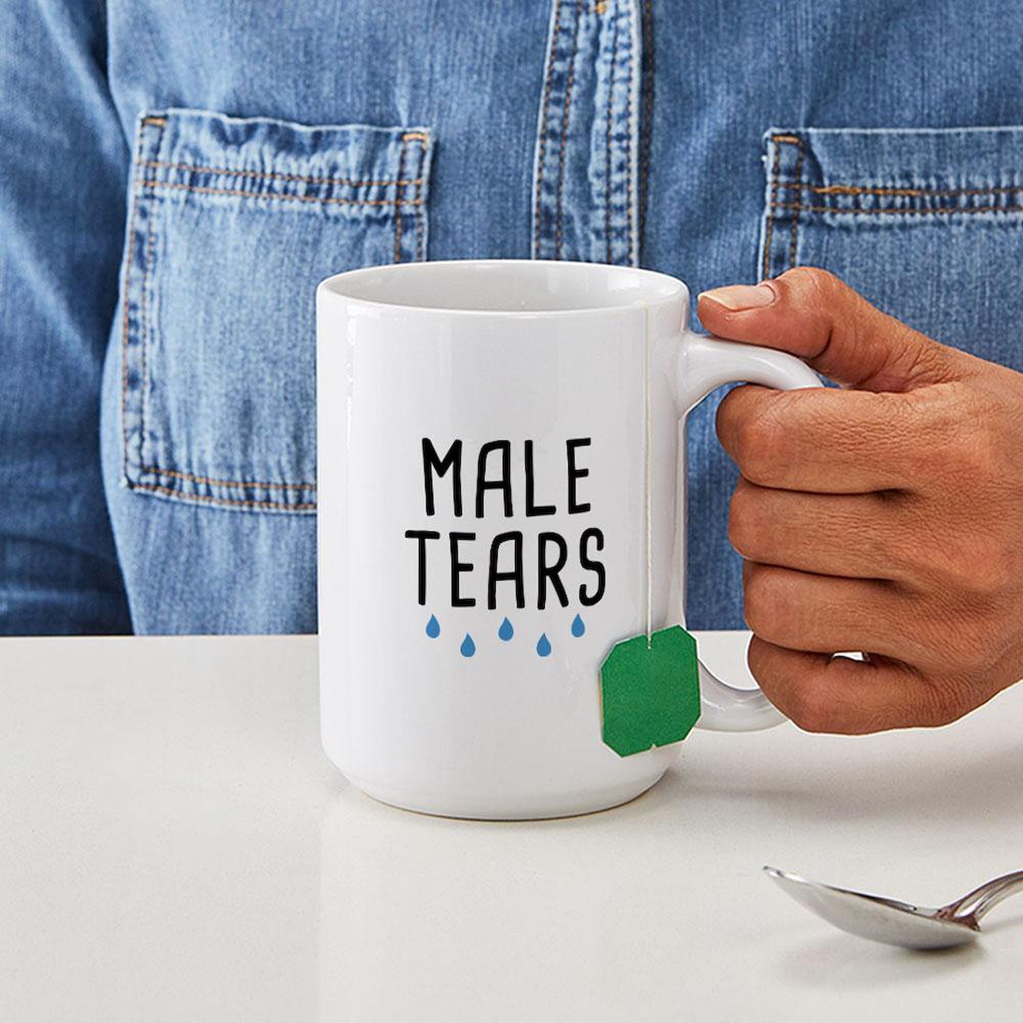 Male Tears Funny Coffee Mug - 15 oz (444 ml) Ceramic Cup for Tea & Hot Drinks - Perfect Gift for Men, Office Humor & Break Room Gifts
