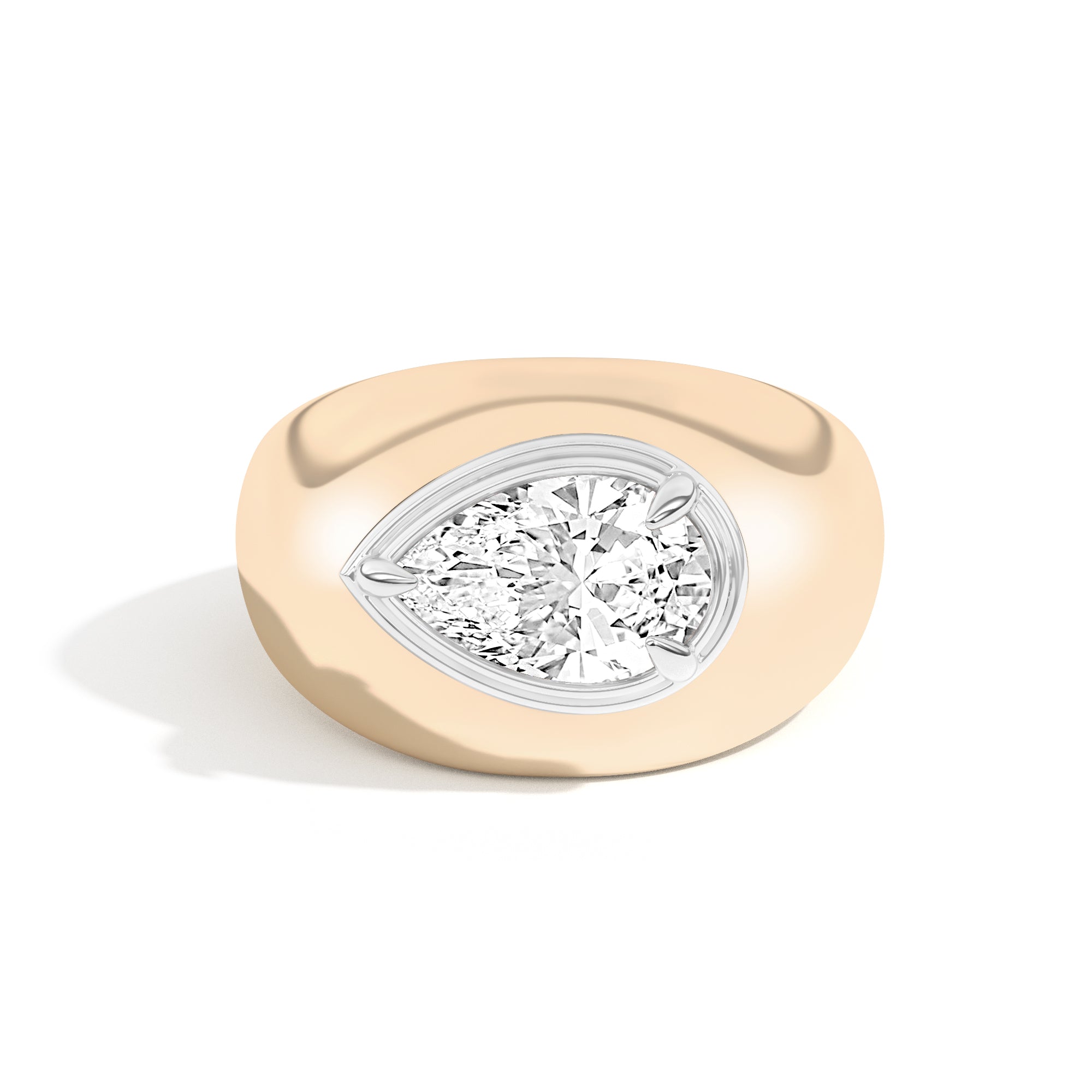 Scarpa Pear Double Bezel Bombe Ring - Elegant Vintage Style Statement Jewelry for Women, Perfect for Weddings, Parties & Special Occasions