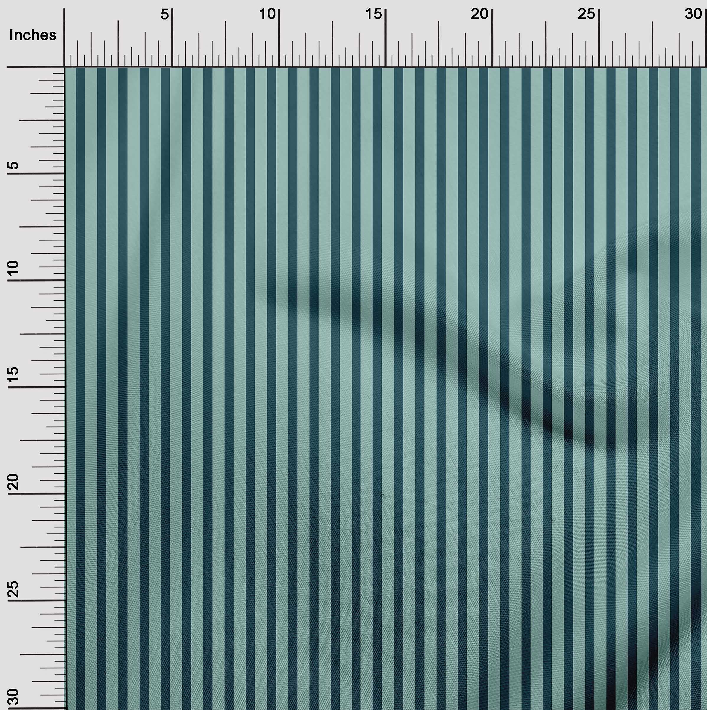 Premium Cotton Poplin Fabric by The Yard - Teal Green Striped Print, 56 Inch Wide for DIY Clothing & Sewing Projects | Perfect for Dresses, Shirts, and Home Decor