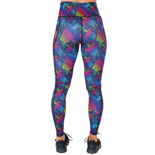 Rainbow Turtle Print Yoga Leggings for Women - High Waisted Stretchy Workout Pants - Perfect for Yoga, Running & Casual Wear