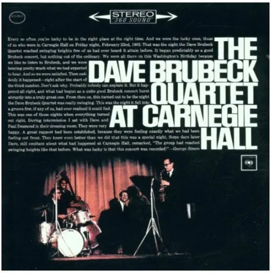 The Dave Brubeck Quartet Live at Carnegie Hall - Legendary Jazz Performance Album for Music Lovers & Collectors | Perfect for Relaxation, Dinner Parties & Jazz Enthusiasts