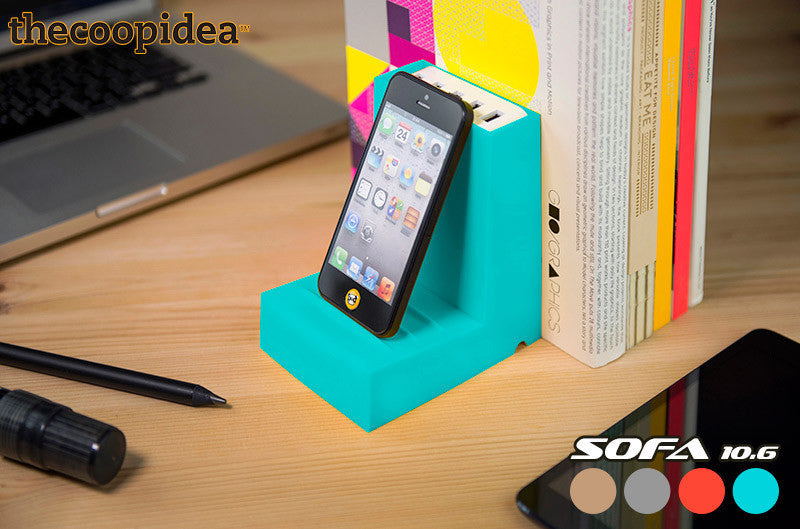 Thecoopidea 10.6A Multi-Device Charging Station with Bookend Design - Fast Charger for iPhone, Android, Tablets & Smartphones - Perfect for Living Room, Office & Bedroom Organization