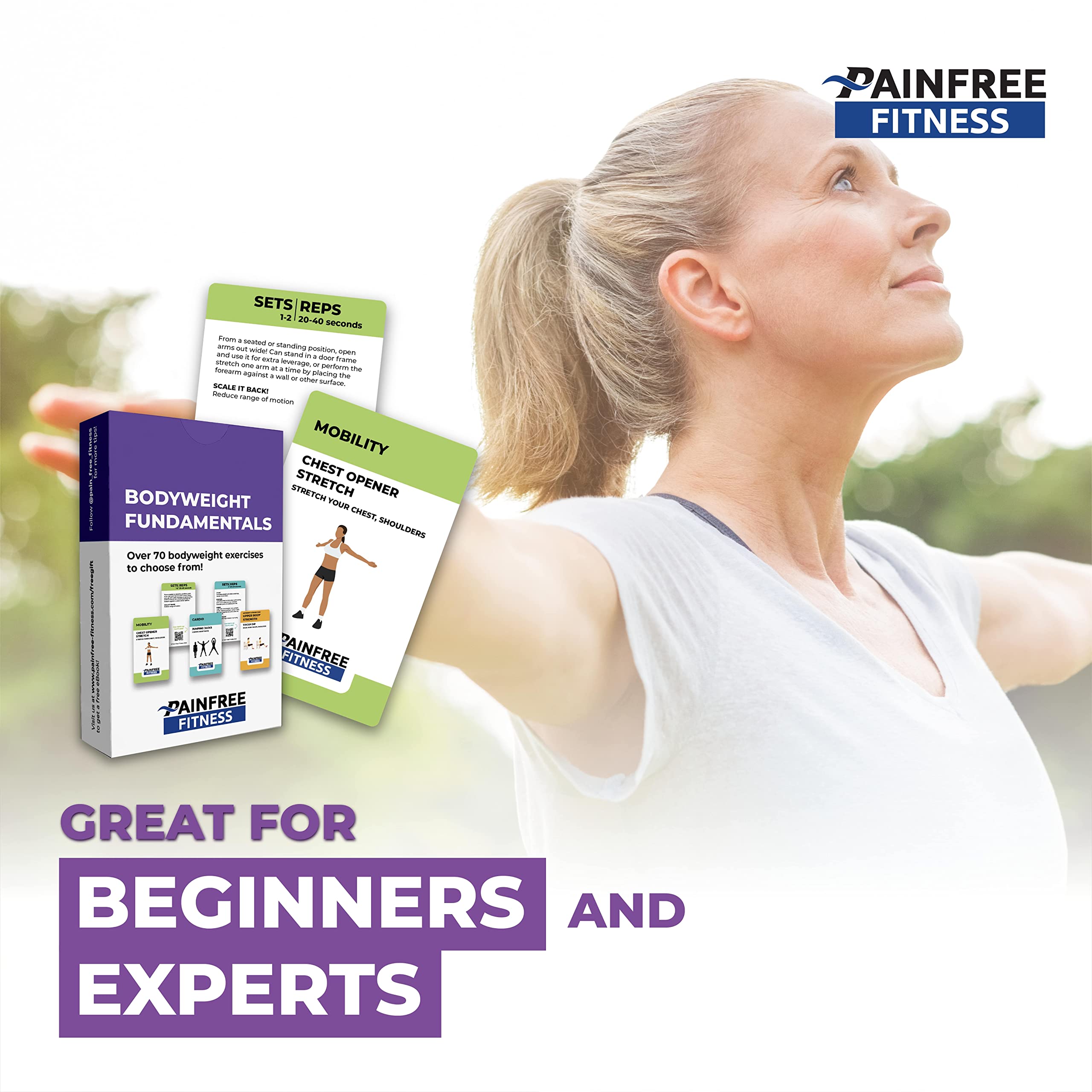 Exercise Flash Cards - Home Workout Cards Deck for Women & Men | Portable Fitness Training Cards for Gym, Yoga & Travel