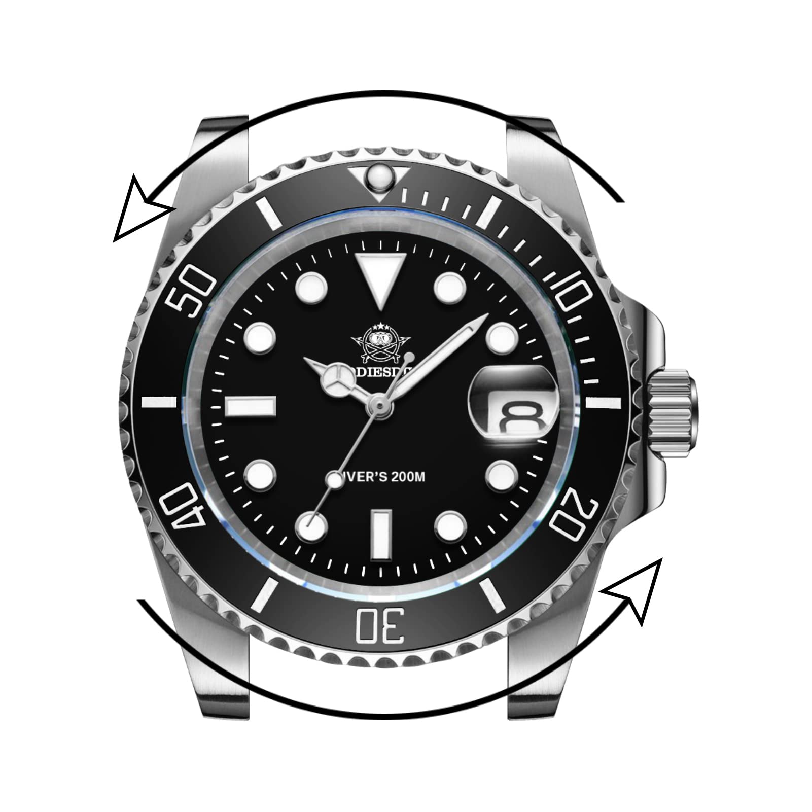 ADDIESDIVE 41mm Men's Diver Watch - 200M Waterproof Stainless Steel Quartz Wristwatch for Swimming, Snorkeling & Outdoor Activities
