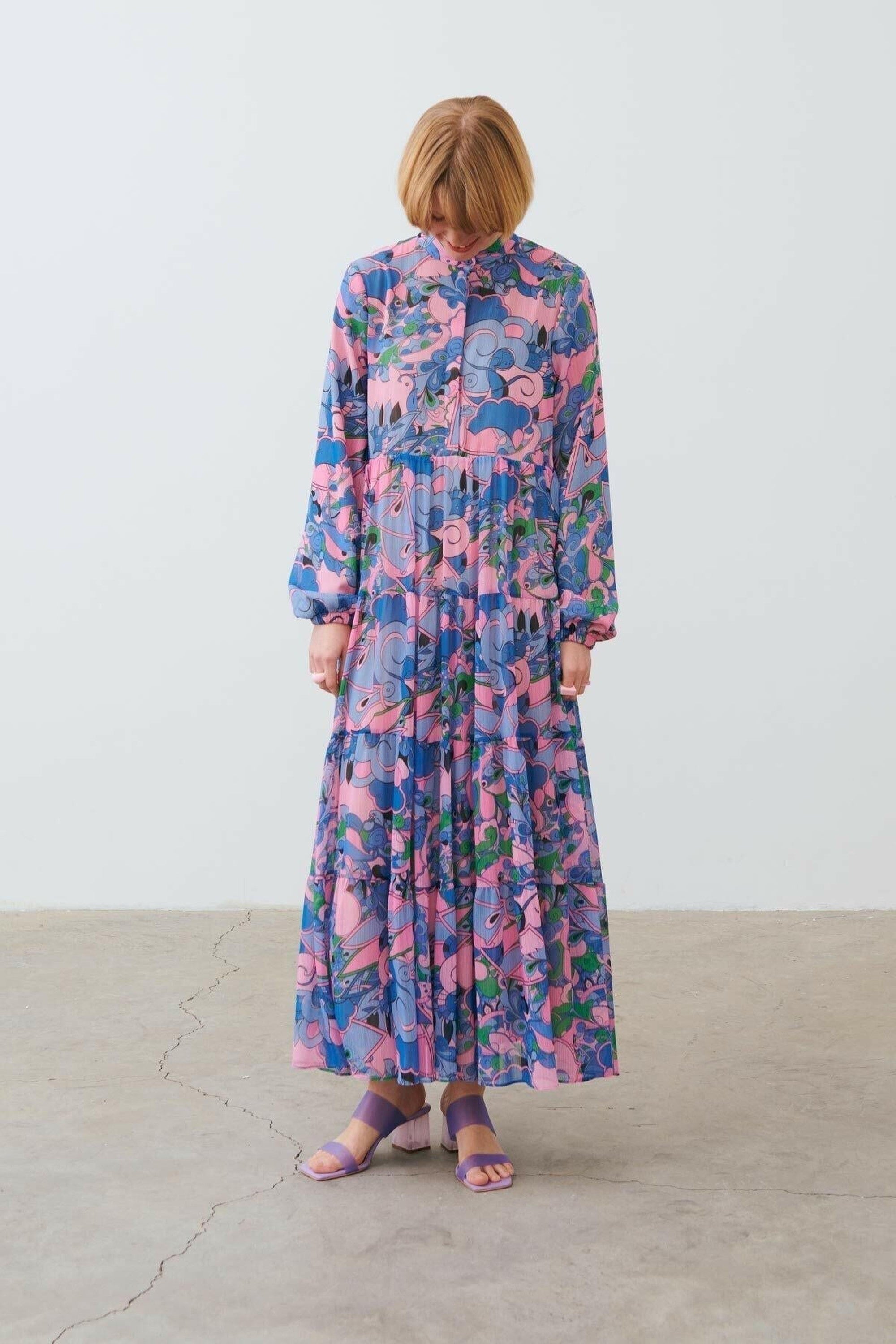 Naomi Long Sleeve Maxi Dress in Lavender - Elegant Flowy Women's Formal Evening Gown for Weddings, Parties & Special Occasions