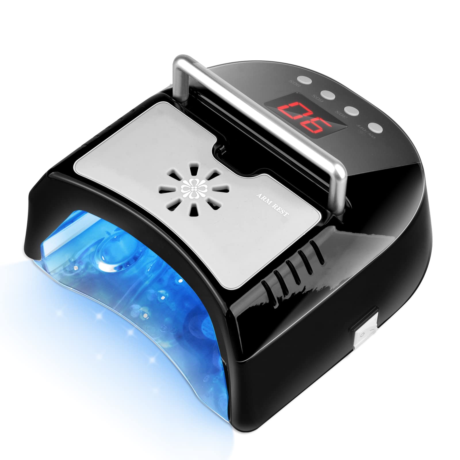 72W Professional UV LED Nail Lamp - Cordless Rechargeable Gel Nail Dryer with Cooling Fan & Portable Handle for Home & Salon Use | Fast Curing for Gel Polish, Acrylic & Dip Nails | Perfect for Manicures, Pedicures & Nail Art (Black)