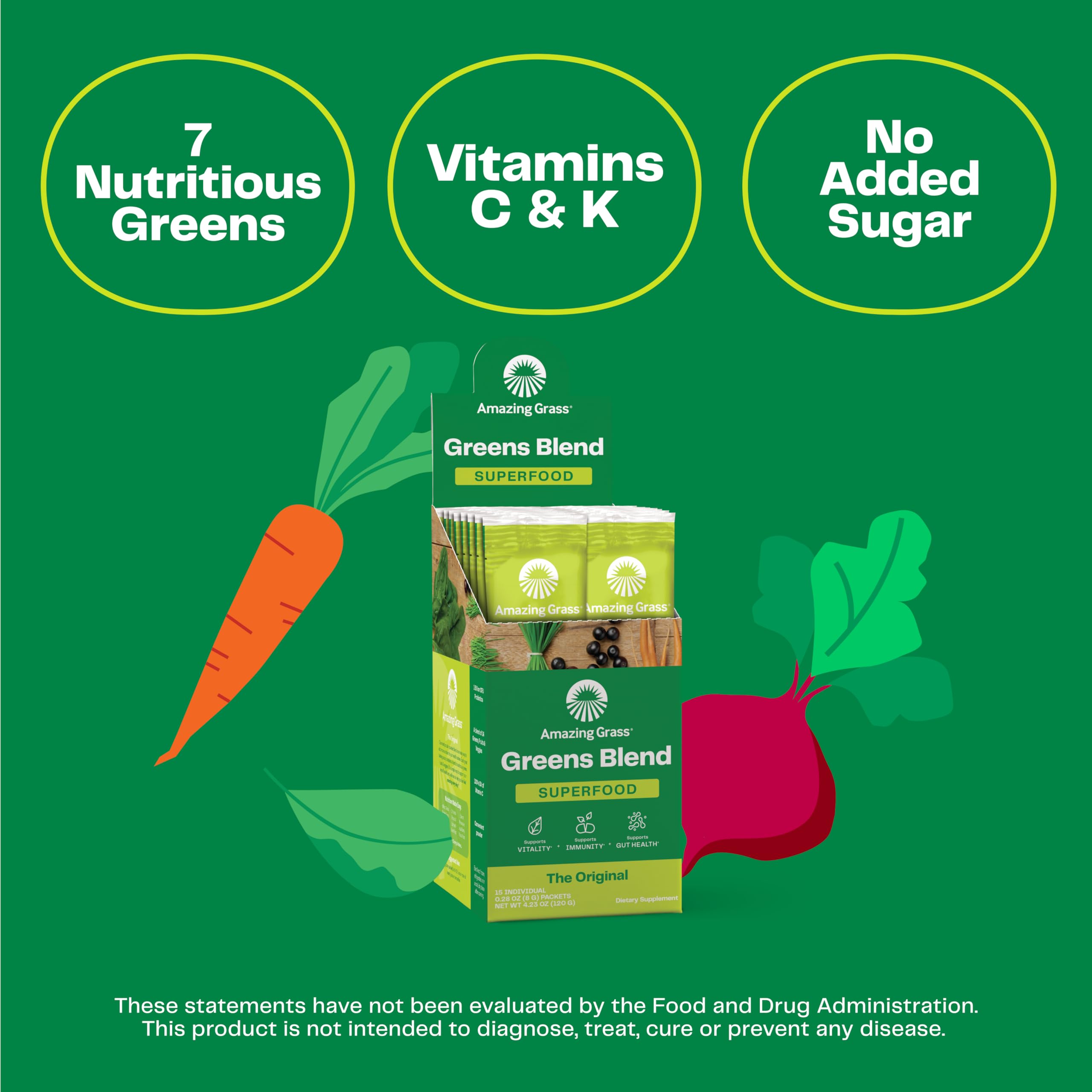 Organic Superfood Greens Powder with Digestive Enzymes & Probiotics - Spirulina, Chlorella, Beet Root - 15 Servings | Boost Energy, Detox & Gut Health for Active Lifestyles