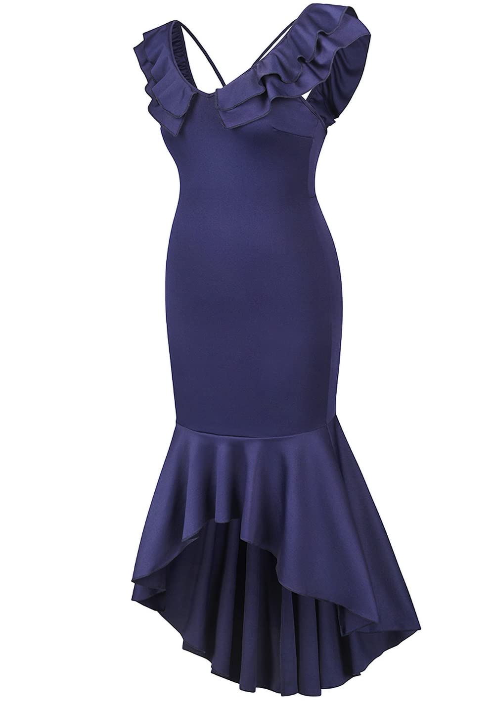 Elegant Ruffles V-Neck Bodycon Party Dress for Women - Slim Fit Backless Mermaid Cocktail Evening Gown | Perfect for Night Out, Formal Events, Wedding Guest & Special Occasions