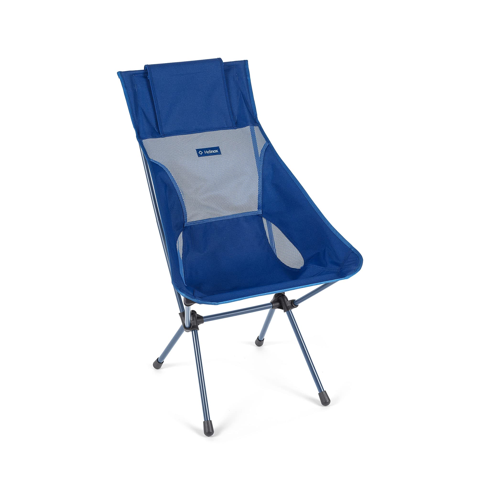 Helinox Sunset Chair - Lightweight High-Back Compact Camping Chair with Storage Pockets | Portable Folding Outdoor Chair for Backpacking, Beach, Picnic & Camping | Blue Block Color