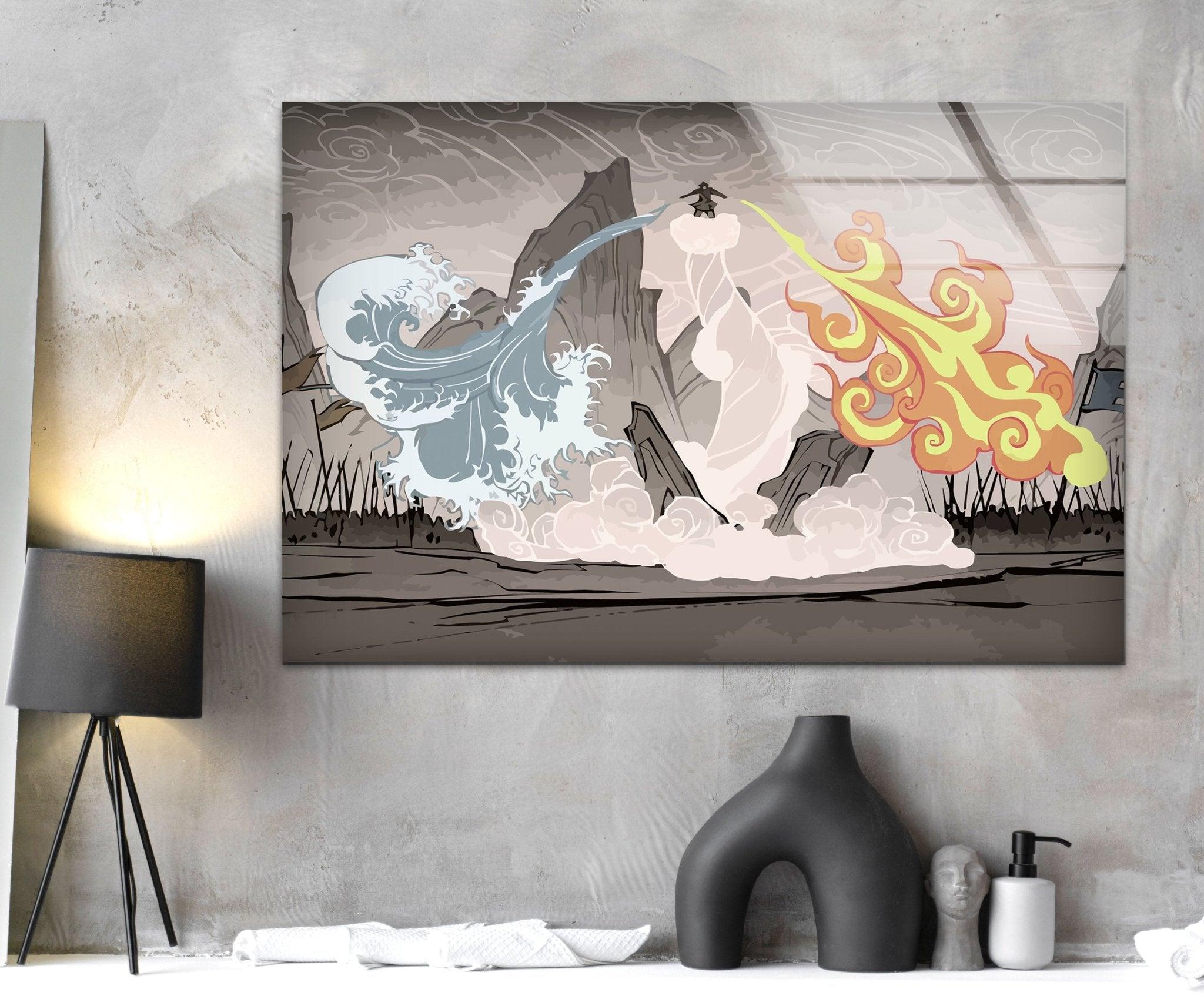The Last Airbender Anime Glass Wall Art - Stunning Decor for Living Room, Bedroom & Office | Perfect Gift for Avatar Fans