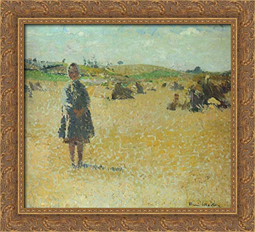 Henri Martin Gold Ornate Wood Framed Canvas Art - 22x20 Inches, Impressionist Landscape Painting for Living Room & Bedroom Decor