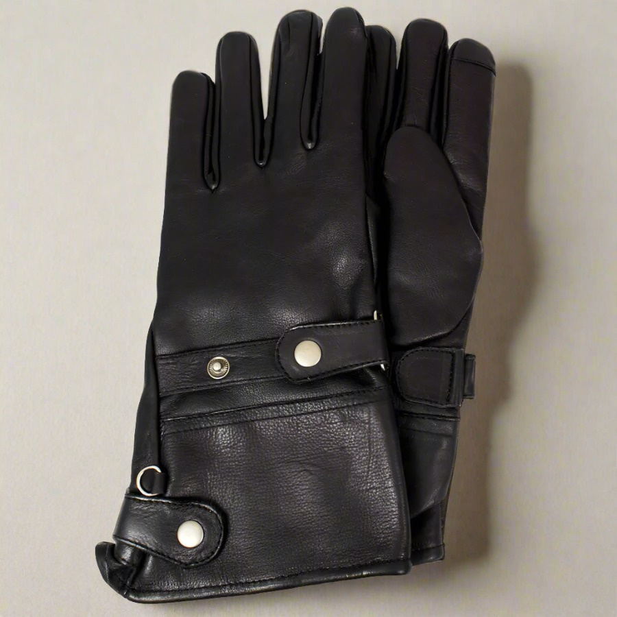 Premium Men's Leather Gauntlet Motorcycle Gloves - Durable Biker Gloves for Harley, Cruiser & Touring - Windproof & Protective Riding Gear for Long Distance & Commuting