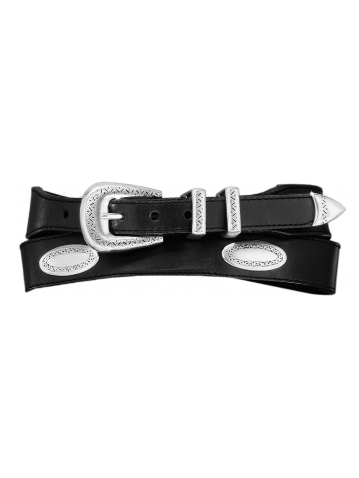 Brighton 39103 Men's Taper Ornament Belt - Black Leather Dress Belt for Formal Wear & Business Attire | Adjustable Waistband for Comfort