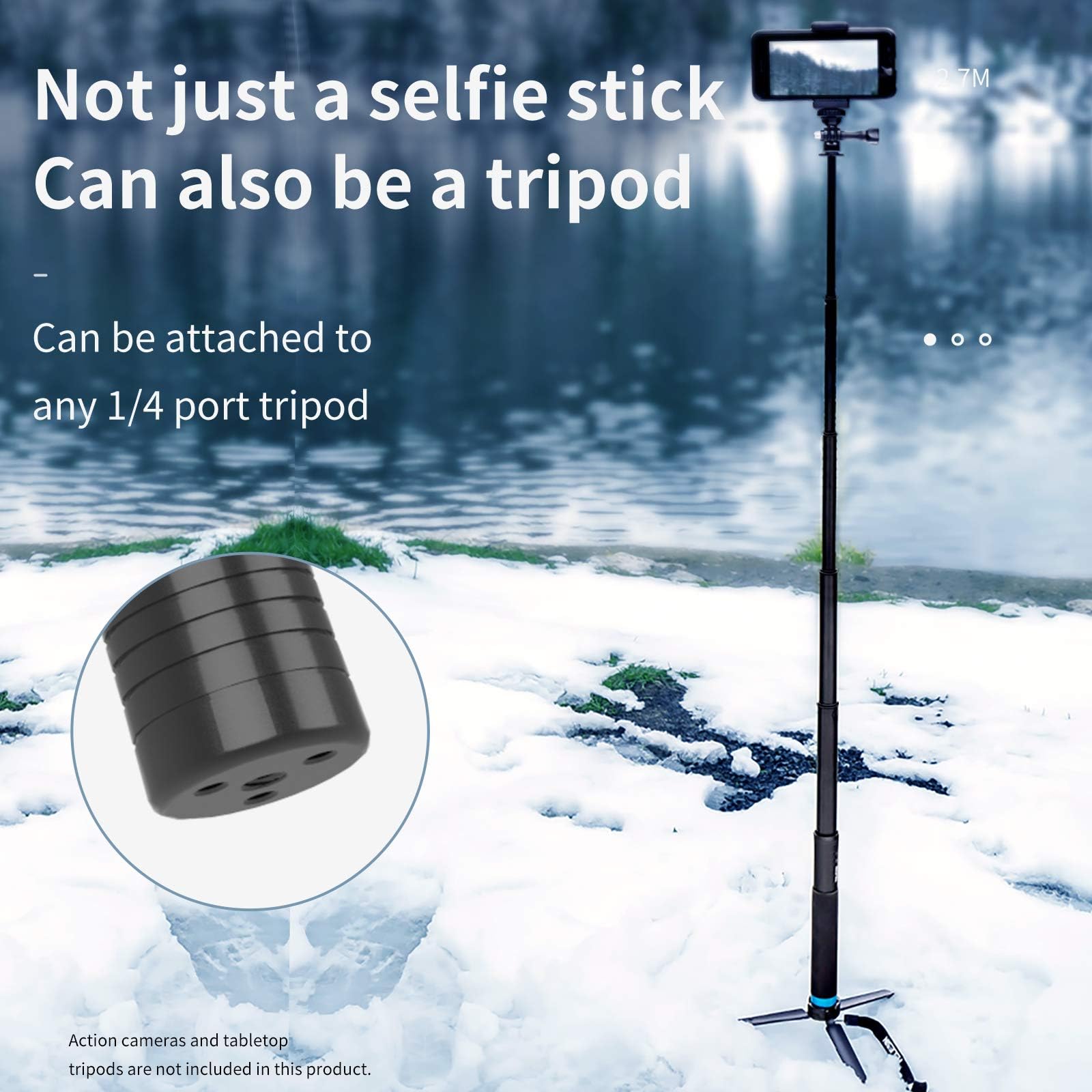 TELESIN 9ft Carbon Fiber Selfie Stick - Ultra Long Extendable Monopod for GoPro Hero 13/12/11/10/9/8/7 Max, DJI Osmo Action 5/4/3, Insta360 X4/X3/X2 & Action Cameras - Perfect for Vlogging, Travel Adventures & Outdoor Sports Photography