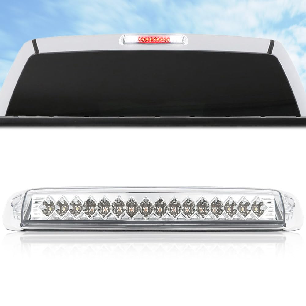 RECON Clear 3rd Brake Light Kit with Red & White LED Lights - Compatible with 1999-2006 GMC Sierra & Chevy Silverado 1500/2500/3500 Models - Clear Lens for Enhanced Visibility & Style - Perfect for Truck Upgrades & Nighttime Safety
