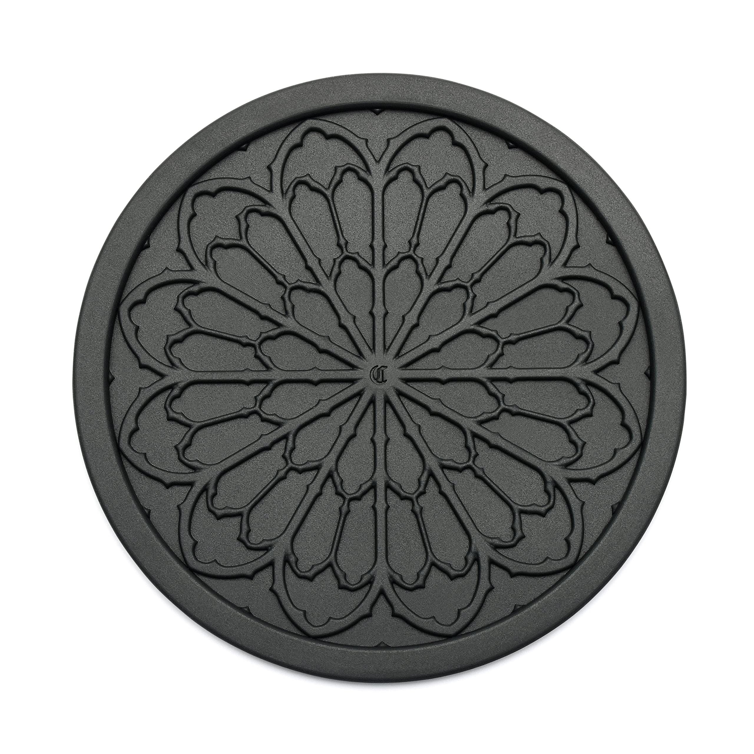 6-Pack Black Silicone Drink Coasters - 4 Inch Non-Slip Cup Coasters for Kitchen, Dining Table & Coffee Bar - Aesthetic Goth Home Decor Accessories by COASTERFIELD - Perfect for Parties, Office & Room Decor