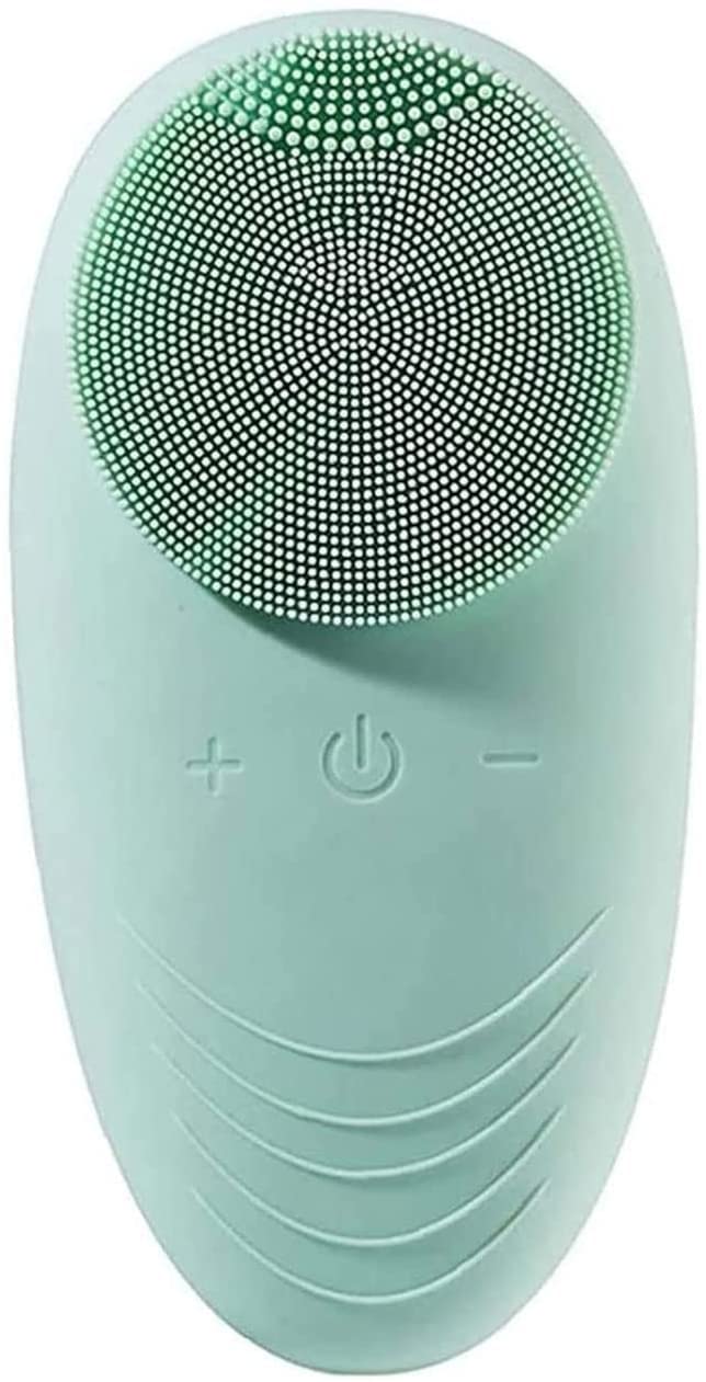 Silicone Facial Cleansing Brush - Waterproof & Rechargeable Face Scrubber for Deep Cleansing, Exfoliating, Blackhead Removal & Skin Massage - Green | Perfect for Daily Skincare Routine & Travel