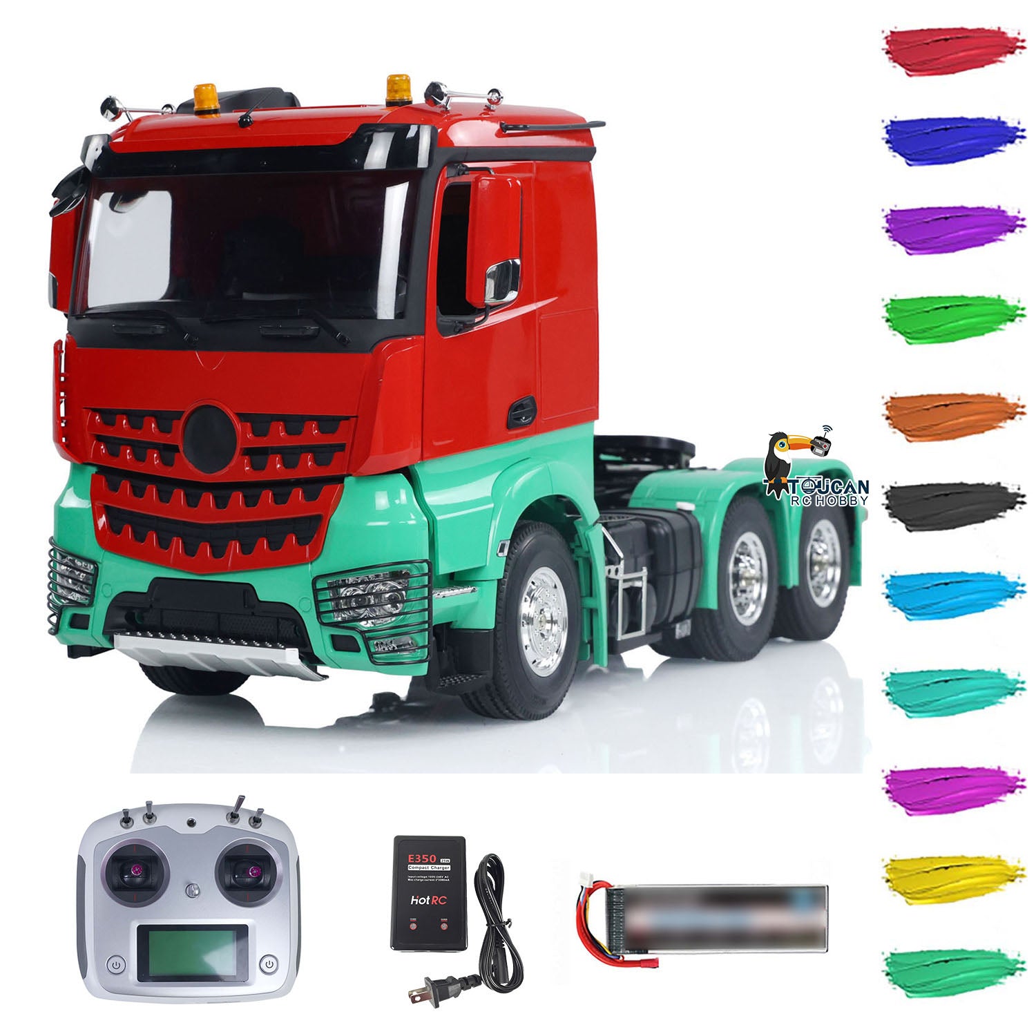 1/14 Scale Customized TOUCAN 6x4 RC Tractor Truck - Remote Control Car Model with Light & Sound, Upgraded ESC Servo Motor (Assembled/Painted) - Perfect for Hobbyists, Collectors & Off-Road Racing Enthusiasts