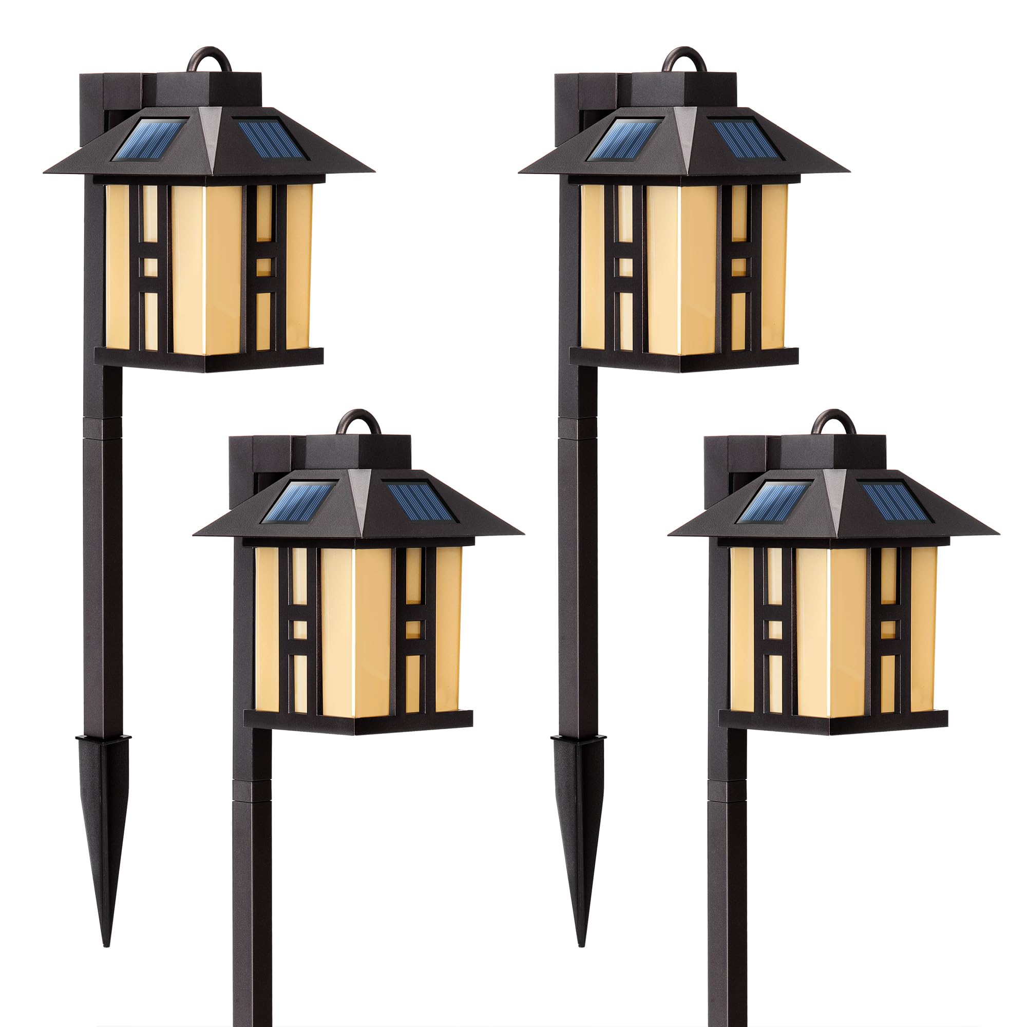 GIGALUMI Japanese Solar Pathway Lights - Waterproof Outdoor Solar Lights for Garden, Lawn, Patio, Yard, Walkway, Driveway Decoration - 4 Pack - Perfect for Landscape Lighting and Nighttime Safety