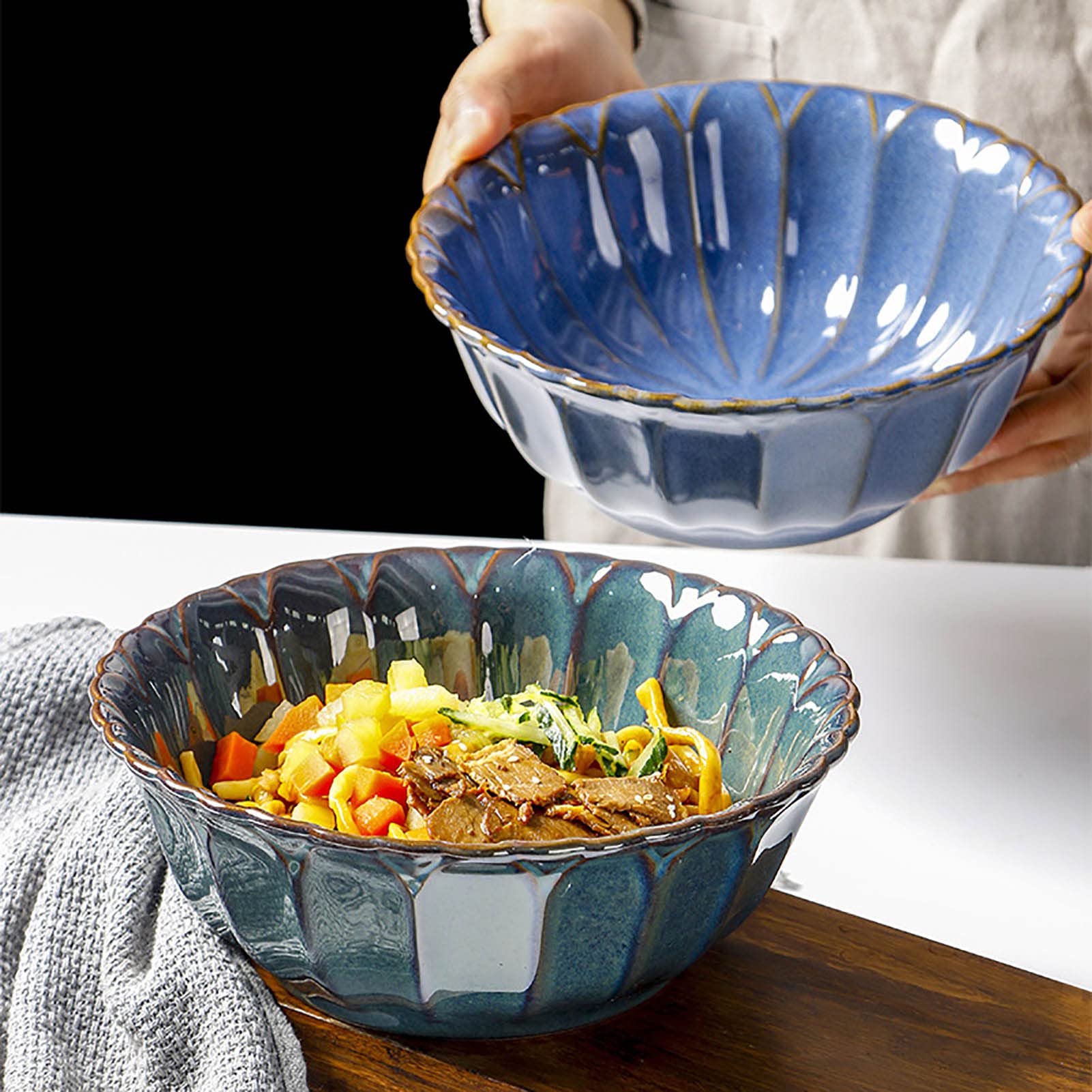9 Inch Lotus Shaped Cereal Bowls - Microwave & Oven Safe Rice Bowls, Dishwasher Safe Easy Clean Bowls for Cereal, Salad, Soup - Perfect for Breakfast, Dining, Kitchen & Party Serving