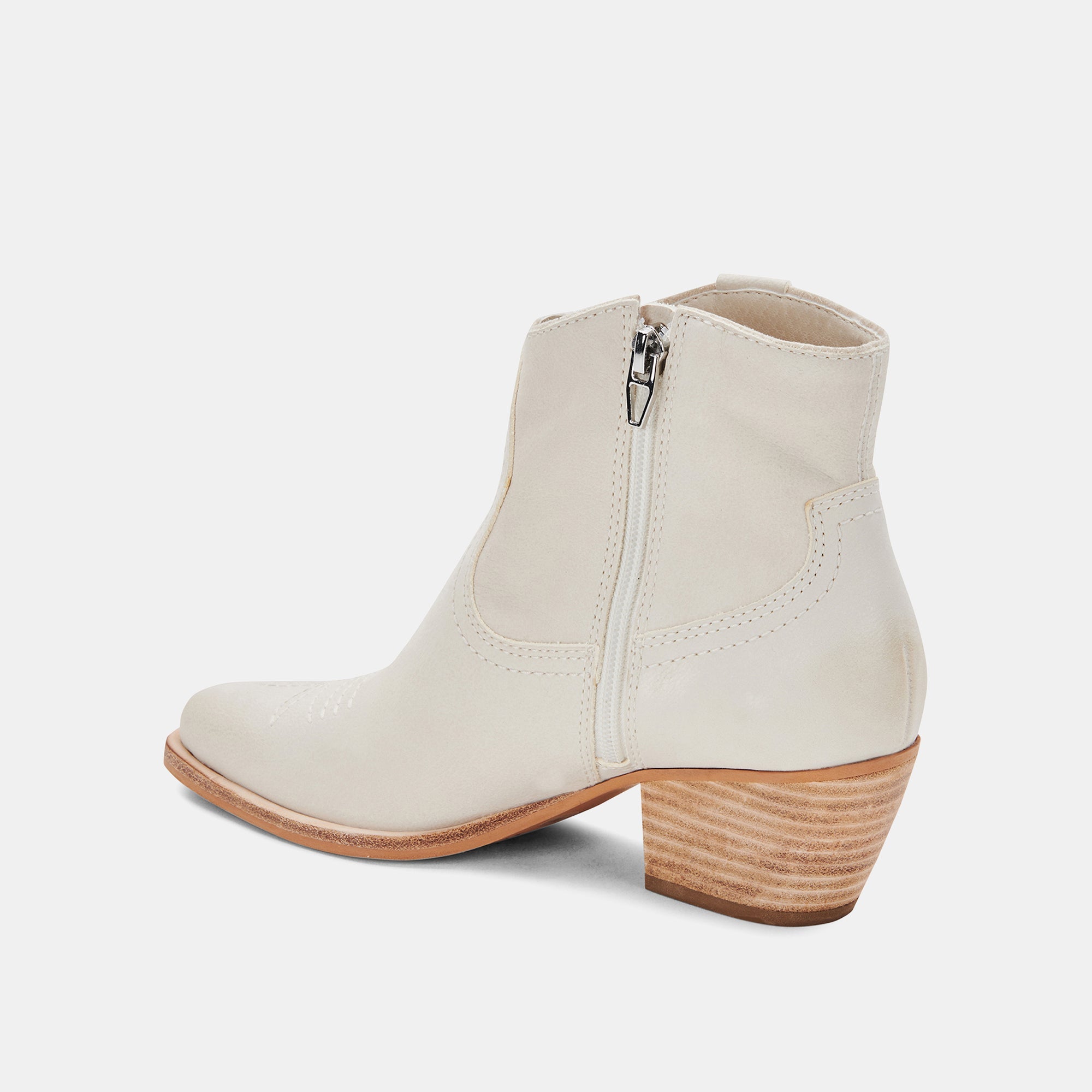 SILMA Women's Booties in Ivory Nubuck Leather - Comfortable Ankle Boots for Fall & Winter | Casual & Dressy Footwear for Work, Date Night & Everyday Wear