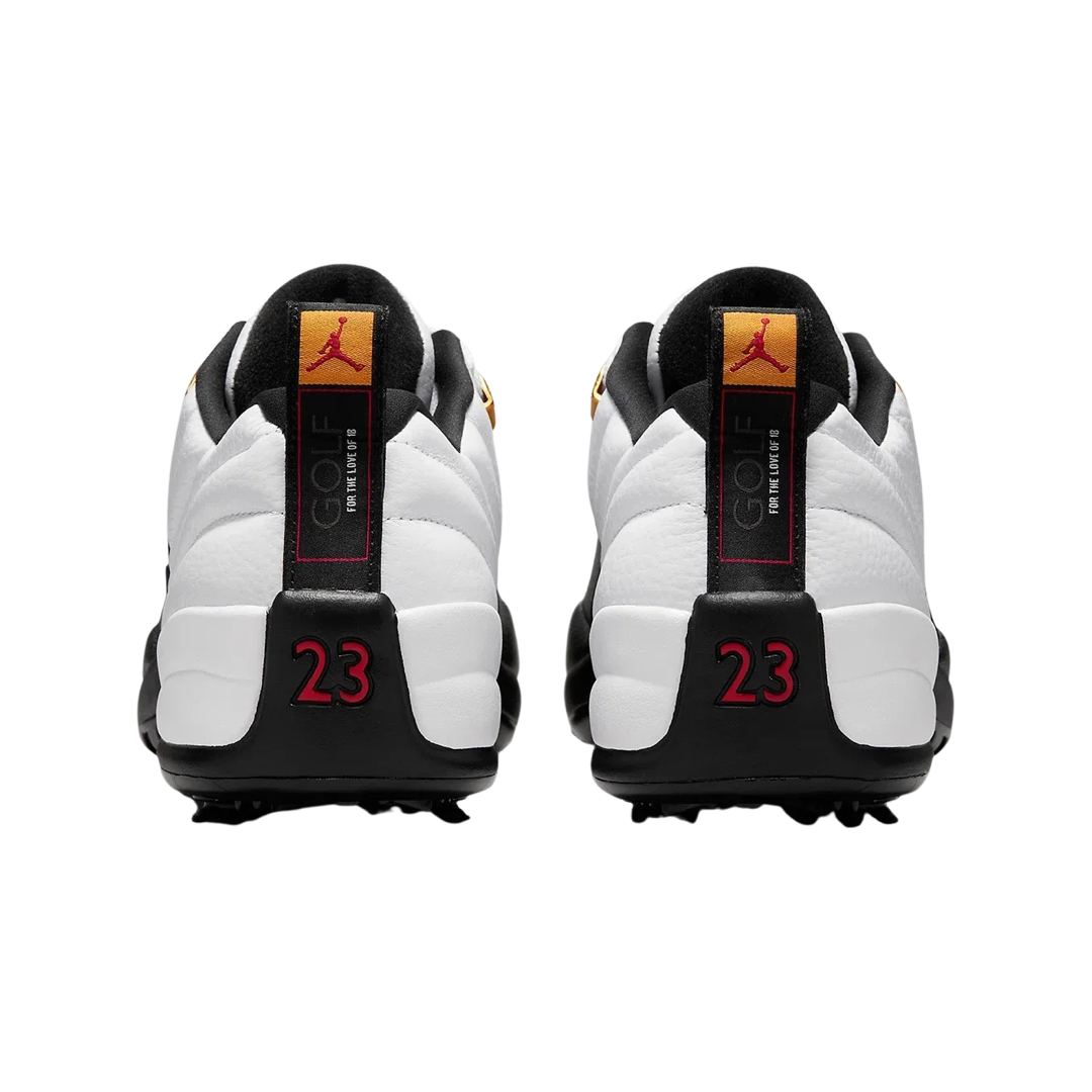 Air Jordan 12 Retro Low Golf Shoes - Men's White & Black Taxi Colorway - Perfect for Golf Course & Casual Streetwear