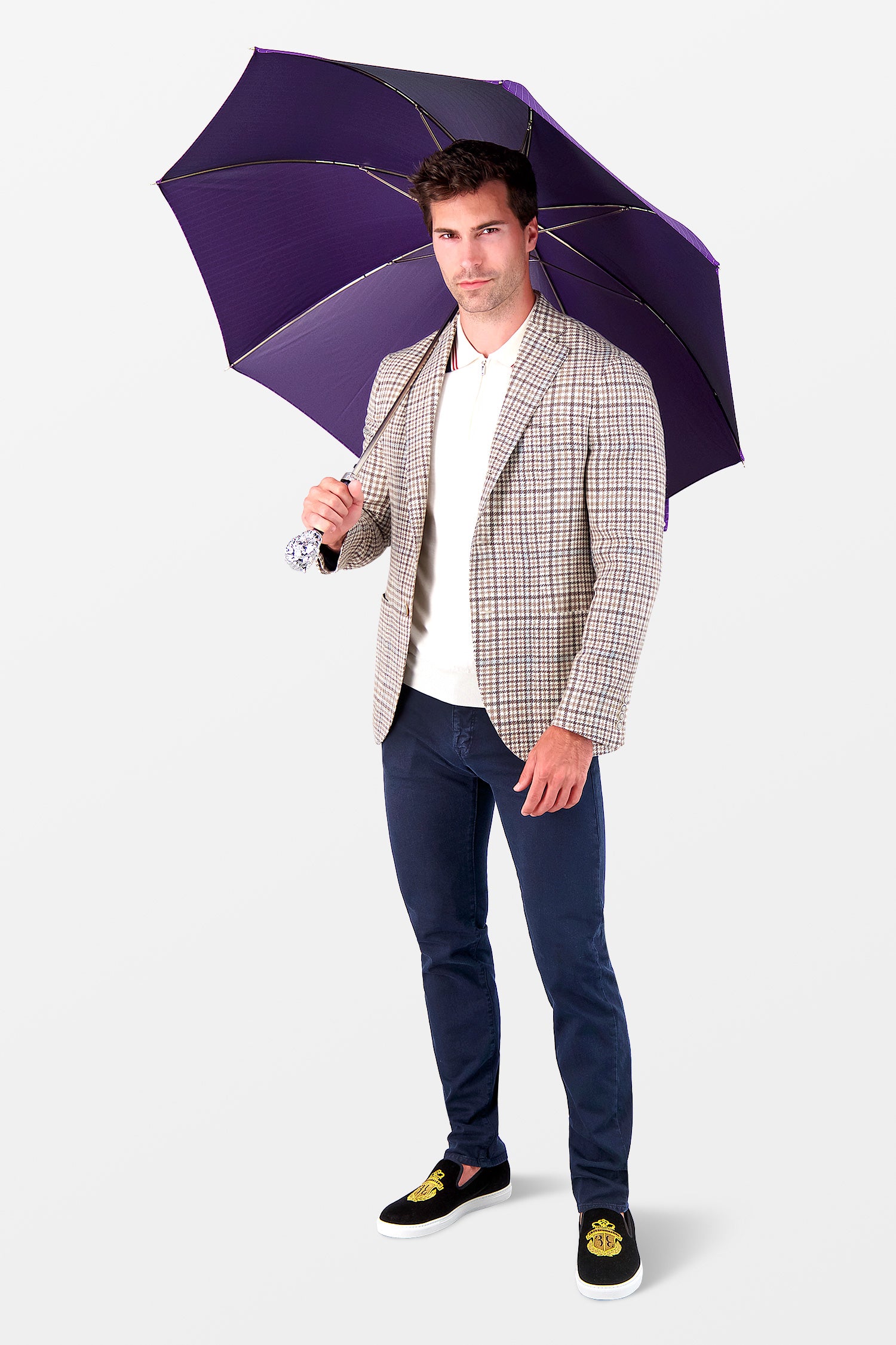 Pasotti Purple Lion Handle Umbrella - Luxury Windproof Rain Umbrella for Women & Men - Perfect for Weddings, Fashion Events & Outdoor Activities
