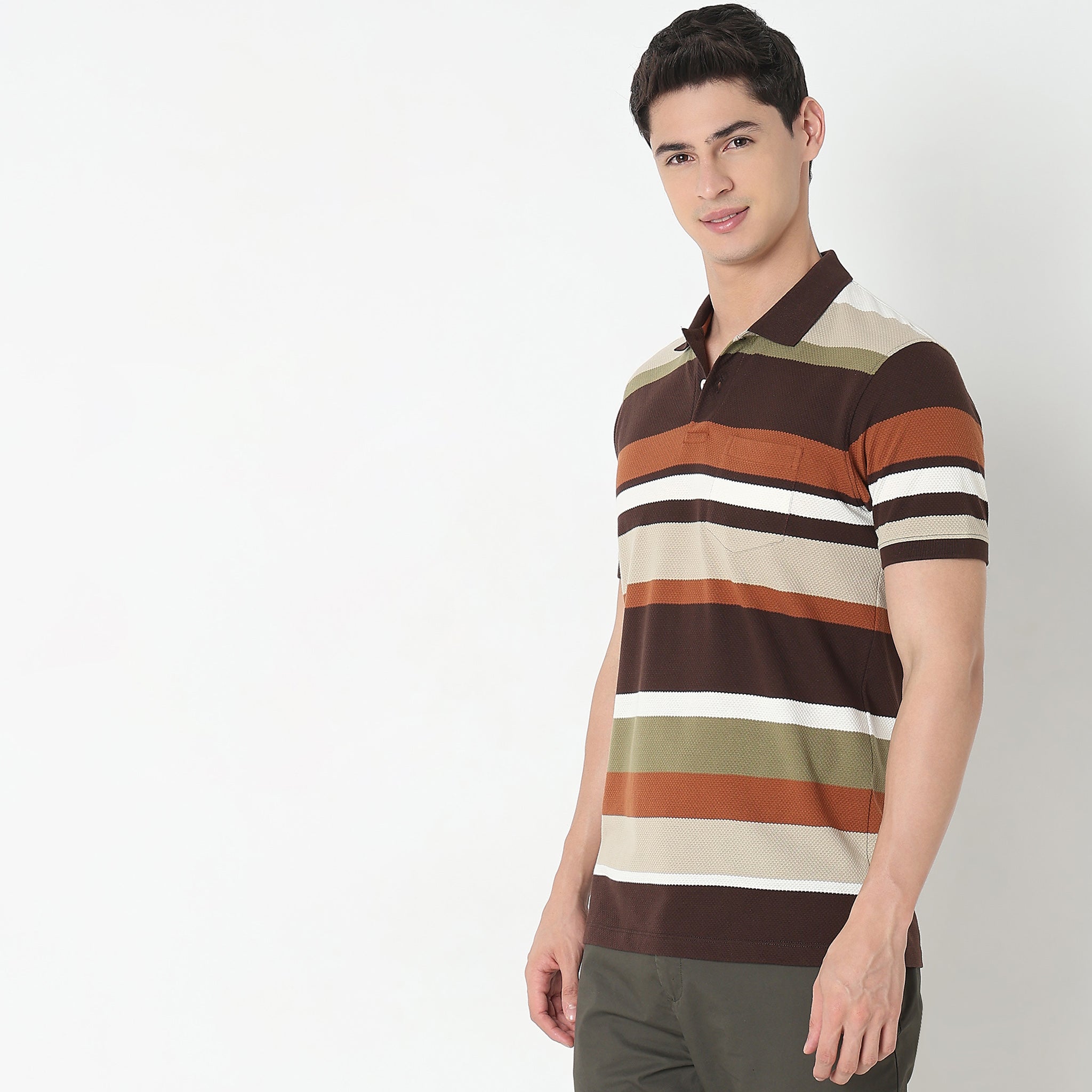 Madison Polo™ Men's Comfort Blend Regular Fit Striped Polo Shirt - Casual Wear for Golf, Office & Everyday Outfits
