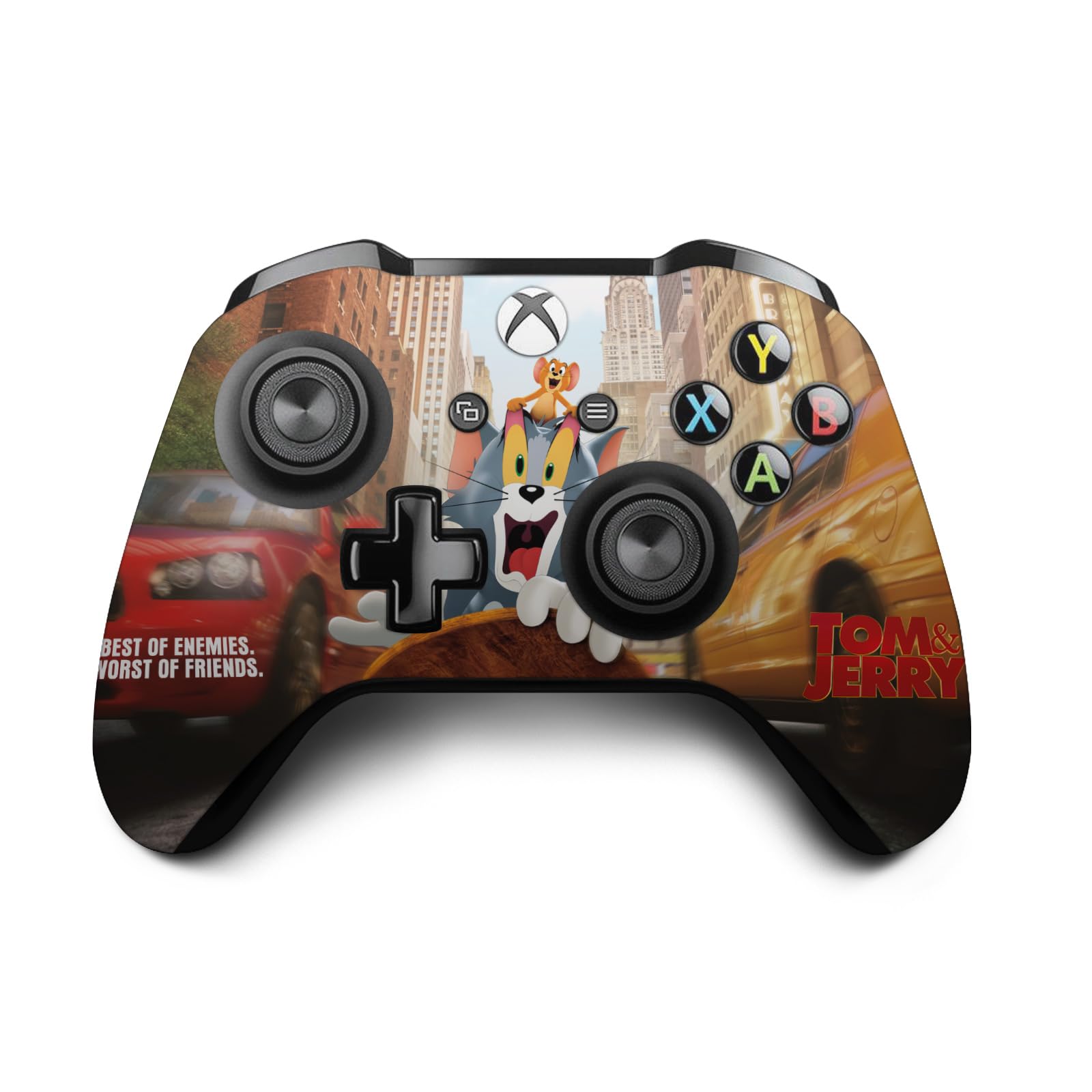 Official Licensed Tom and Jerry Movie (2021) The Best of Enemies Vinyl Decal Skin Compatible with Xbox One X Console & Controller Bundle - Perfect for Gaming Setups, Movie Themed Decor, and Gift Ideas