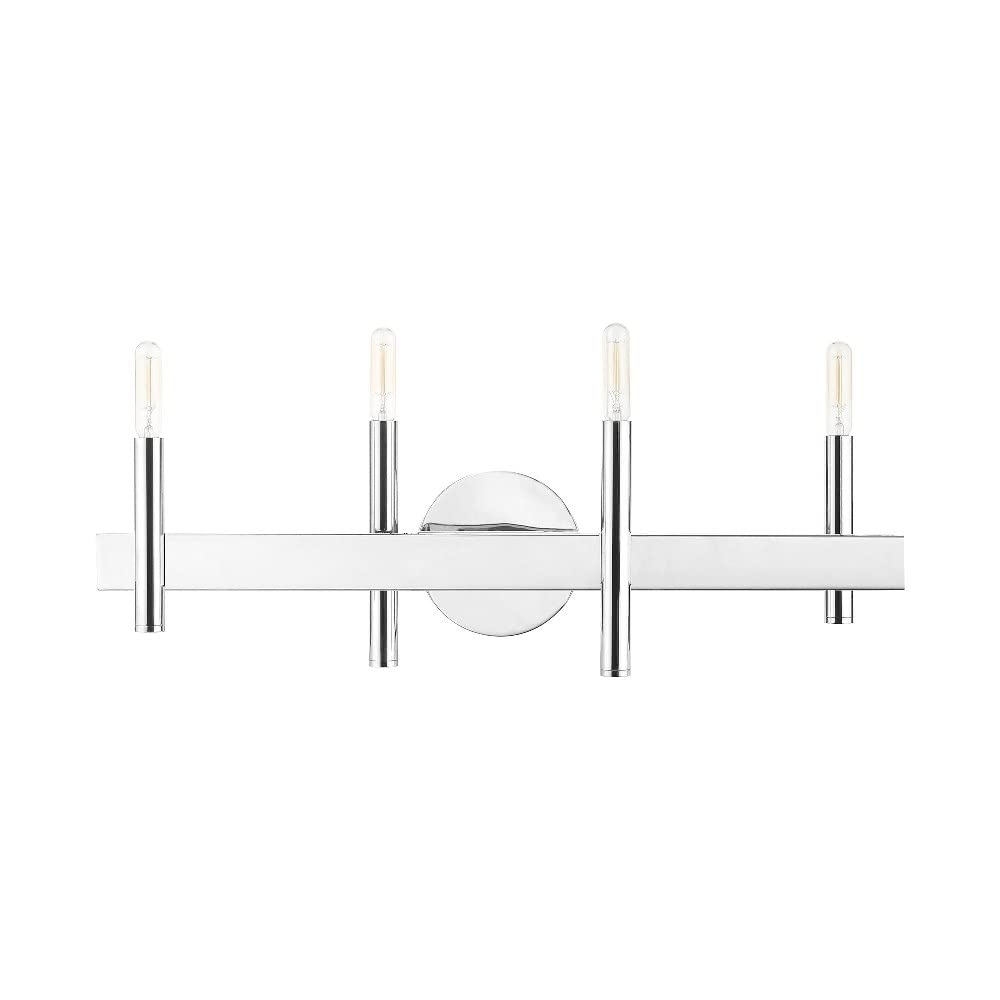 Livex Lighting 15584-91 4-Light Brushed Nickel Bathroom Vanity Light Fixture - Perfect for Modern Bathroom, Powder Room & Dressing Area Lighting
