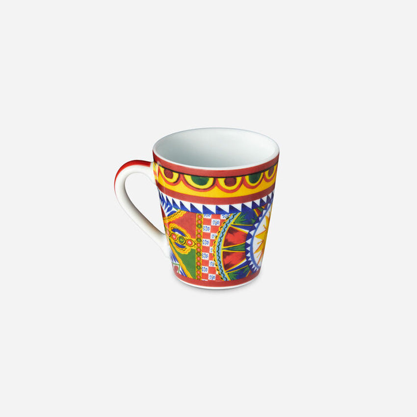 Dolce & Gabbana Casa Carretto Sole Ceramic Coffee Mug - Italian Designer Cup for Espresso, Tea & Hot Drinks - Perfect for Home, Office & Gift Giving