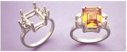 11x9mm to 16x12mm Emerald Cut Solid Sterling Silver or 14K White/Yellow Gold Pre-Notched Blank Ring Setting - Size 7 (163482/143482) - Perfect for Engagement Rings, Wedding Bands & Jewelry Making