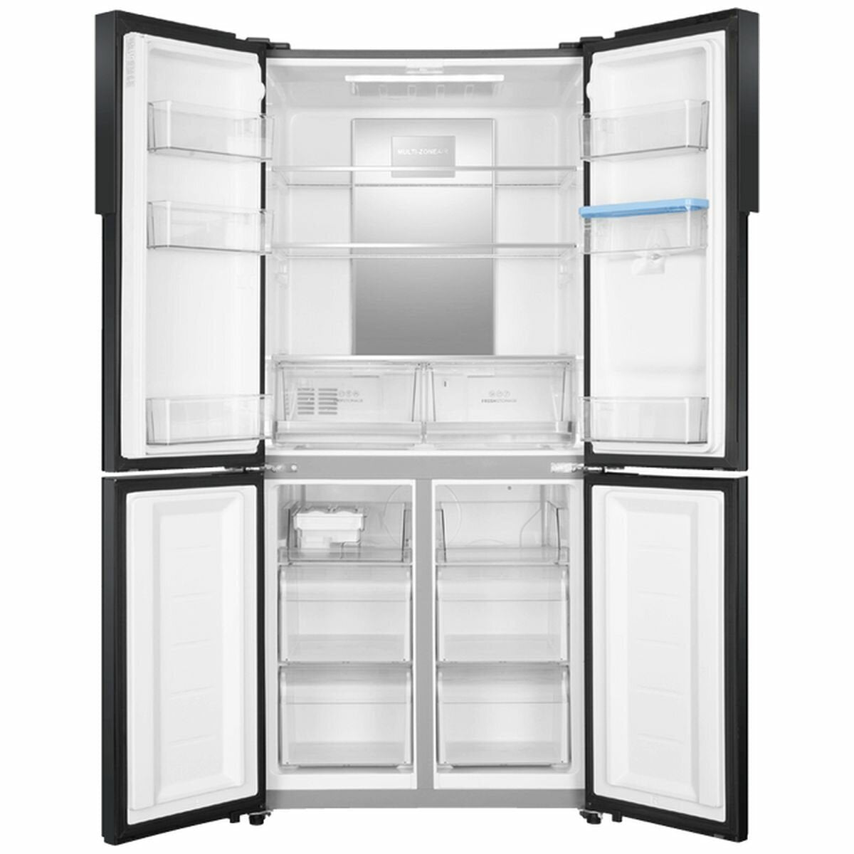 Haier 466L Quad Door Frost Free Refrigerator with Water Dispenser - Energy Efficient Black Stainless Steel HRF516YHC | Perfect for Large Families, Entertaining & Modern Kitchens