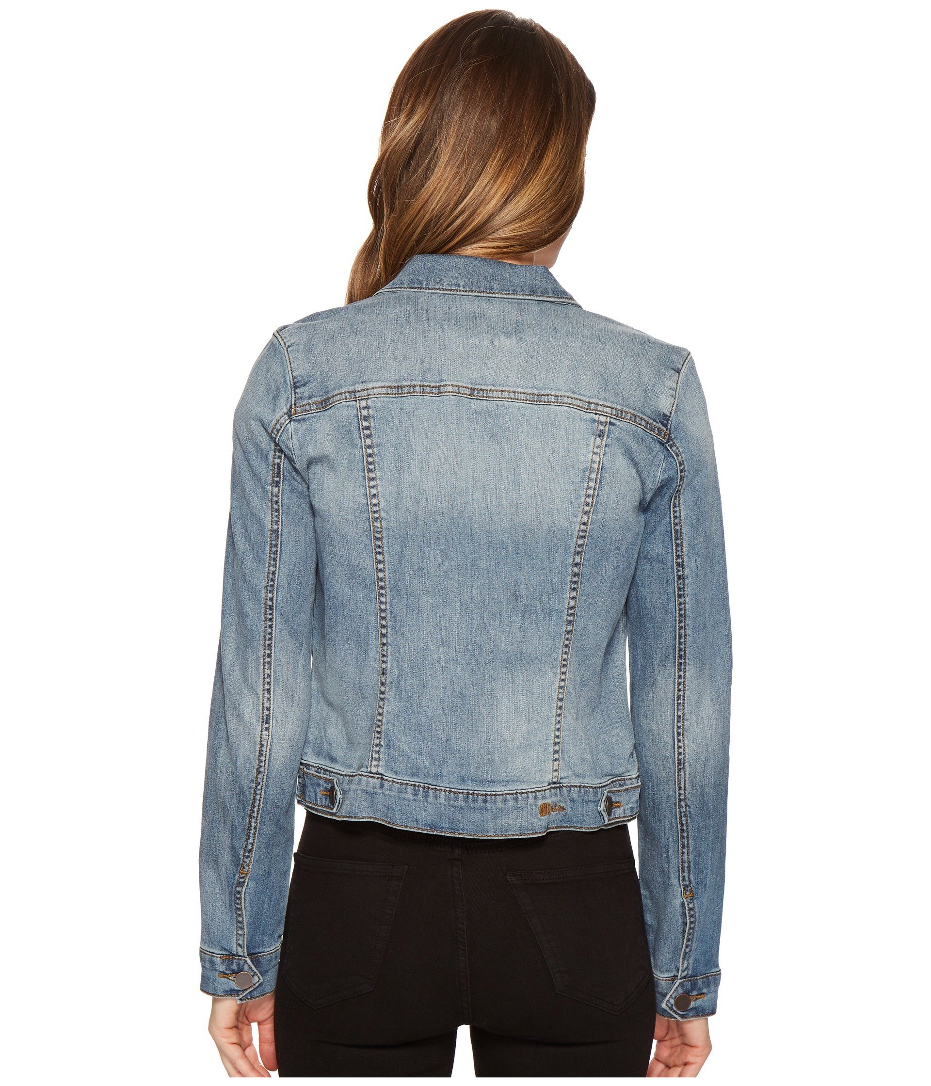 KUT from the Kloth Amelia Jean Jacket for Women - Button Front Denim Jacket with Point Collar & Straight Back - Perfect for Casual Outfits, Layering & Everyday Wear